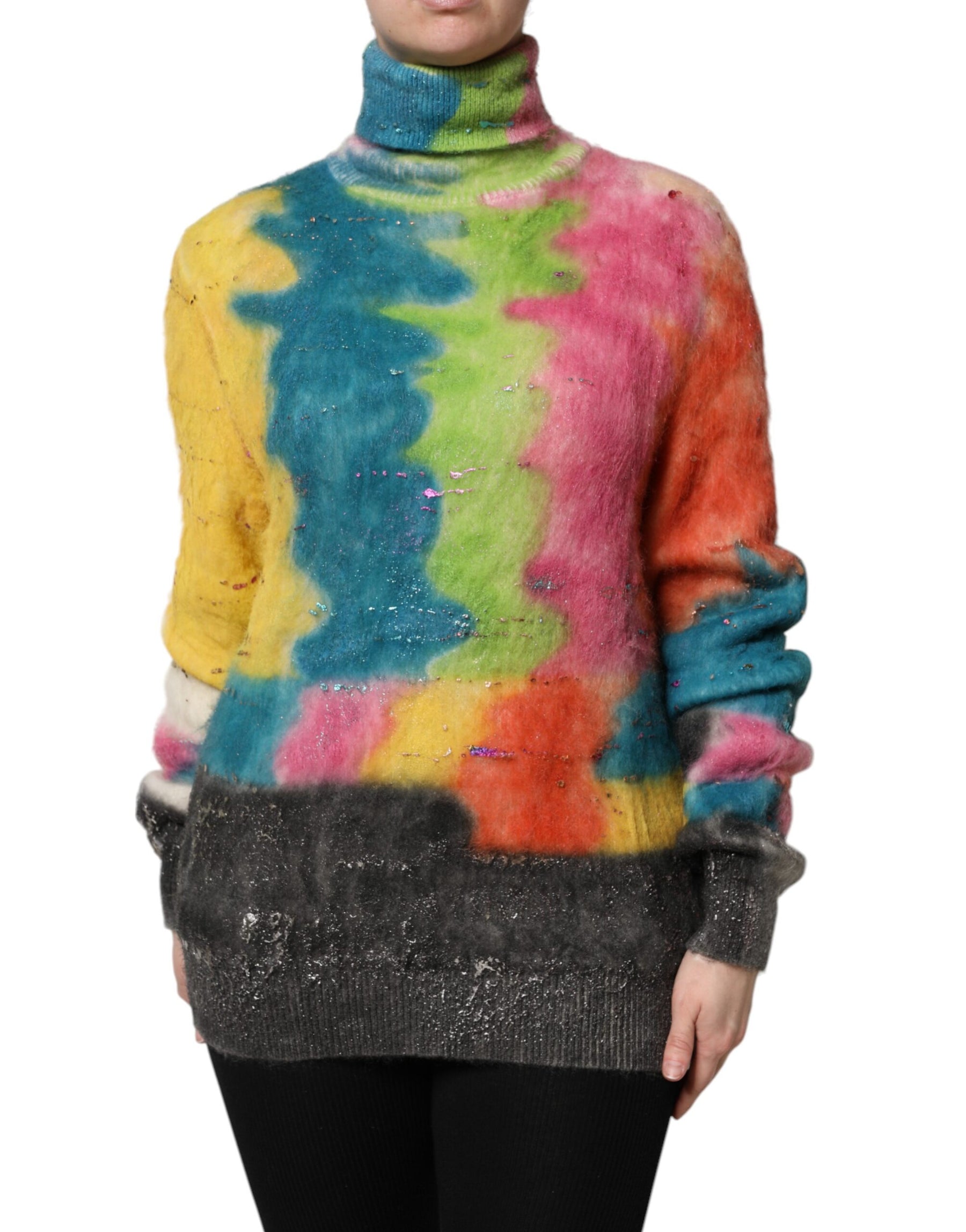 Dolce & Gabbana Multicolor Mohair Turtleneck Pullover Sweater | Regal Royce