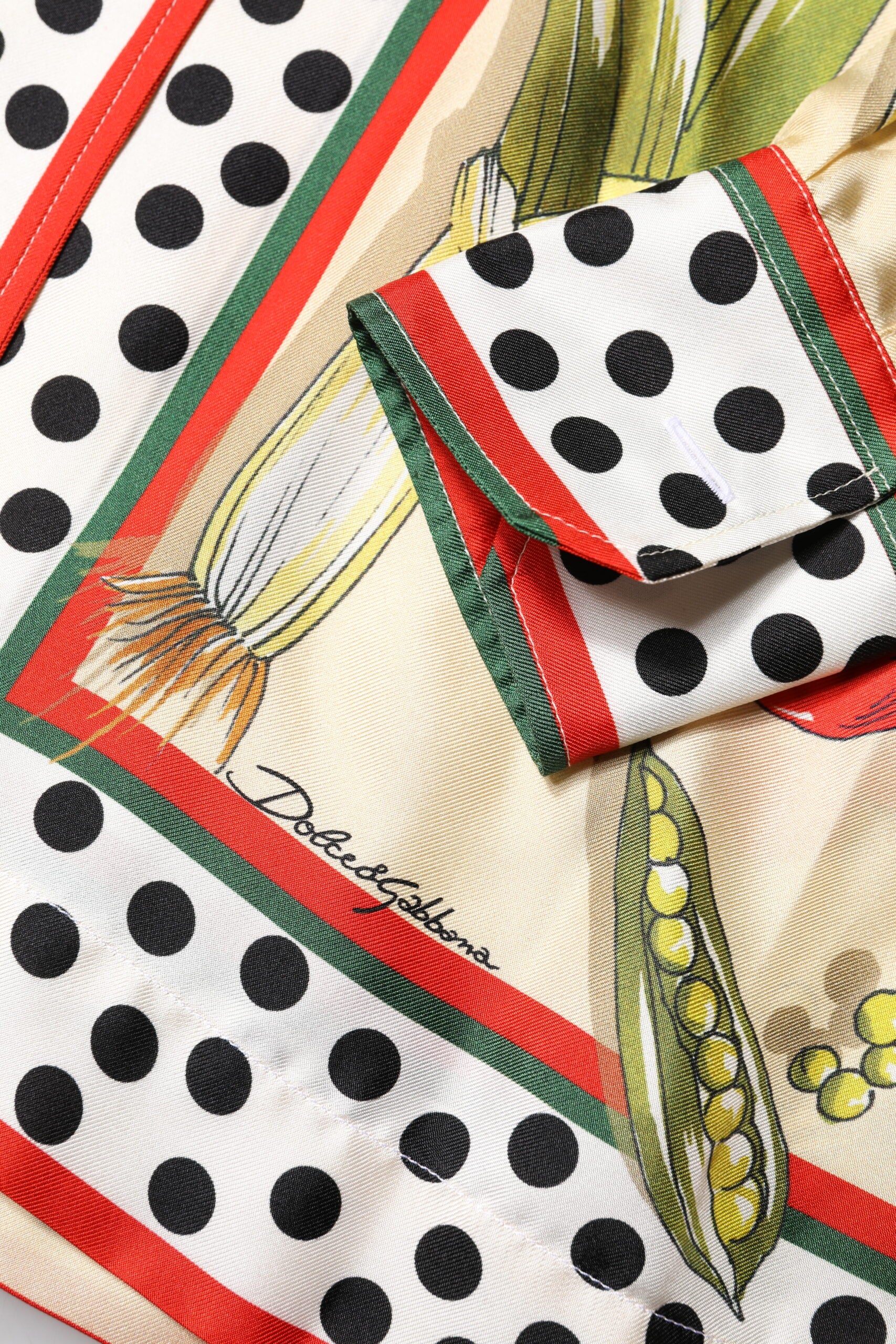 Dolce & Gabbana Multicolor Vegetables Silk Long Sleeves Top | Regal Royce