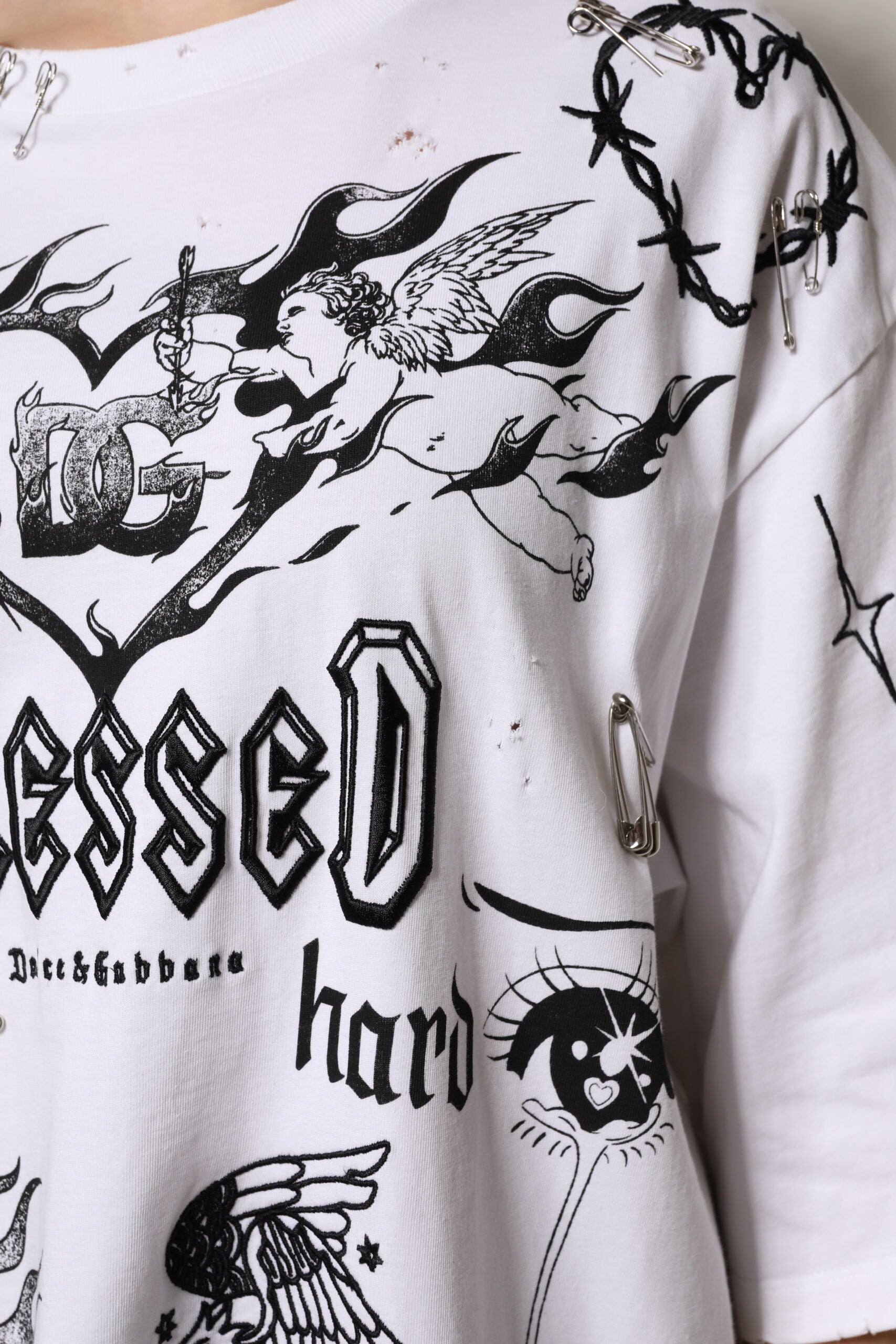 Dolce & Gabbana White Cotton DG BLESSED Printed T-shirt | Regal Royce