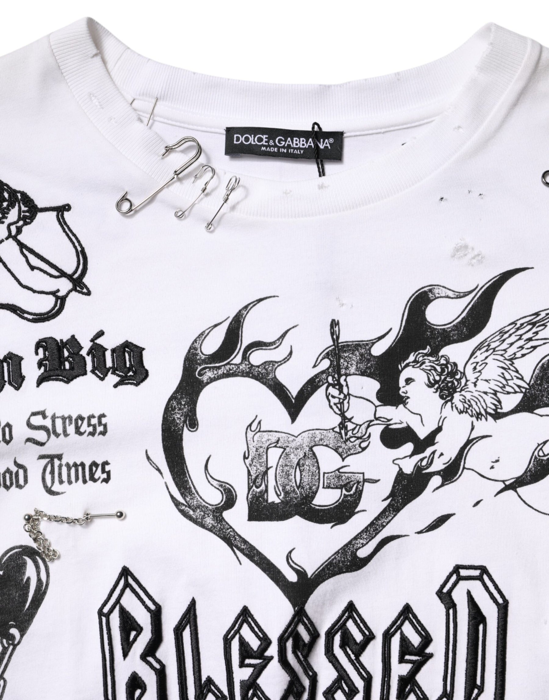 Dolce & Gabbana White Cotton DG BLESSED Printed T-shirt | Regal Royce