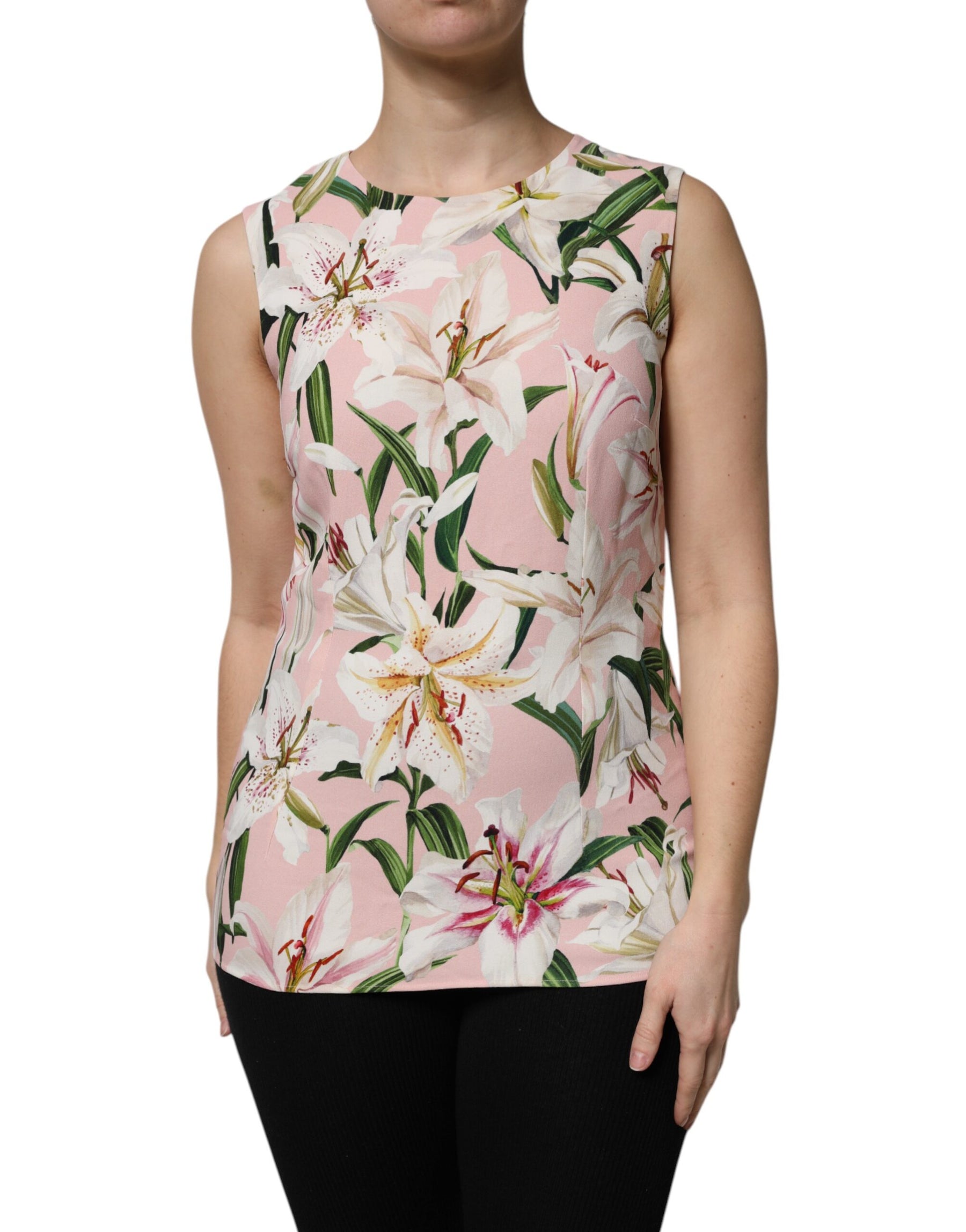 Dolce & Gabbana Multicolor Floral Print Round Neck Tank Top | Regal Royce