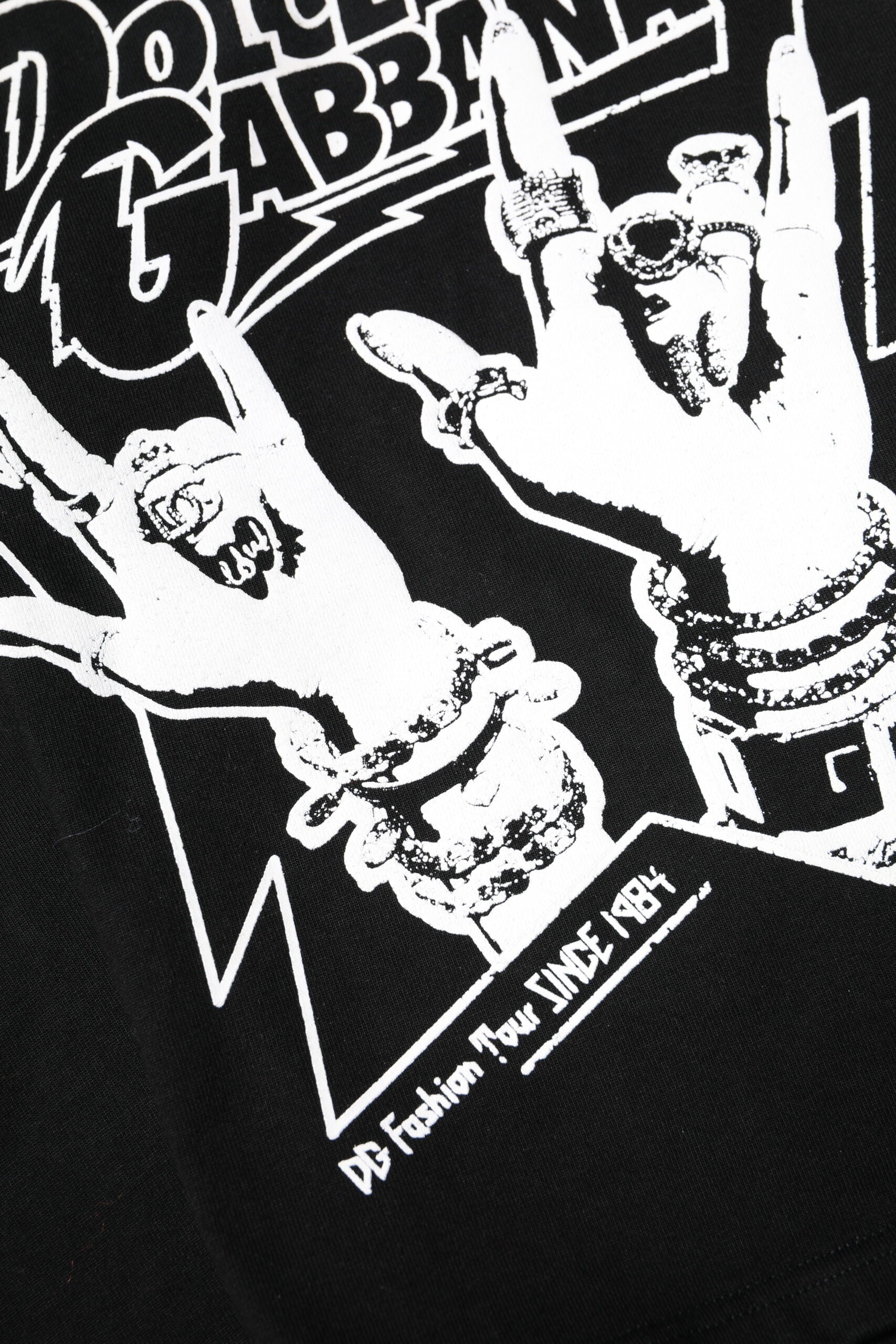 Dolce & Gabbana Black Cotton Printed Short Sleeves T-shirt | Regal Royce