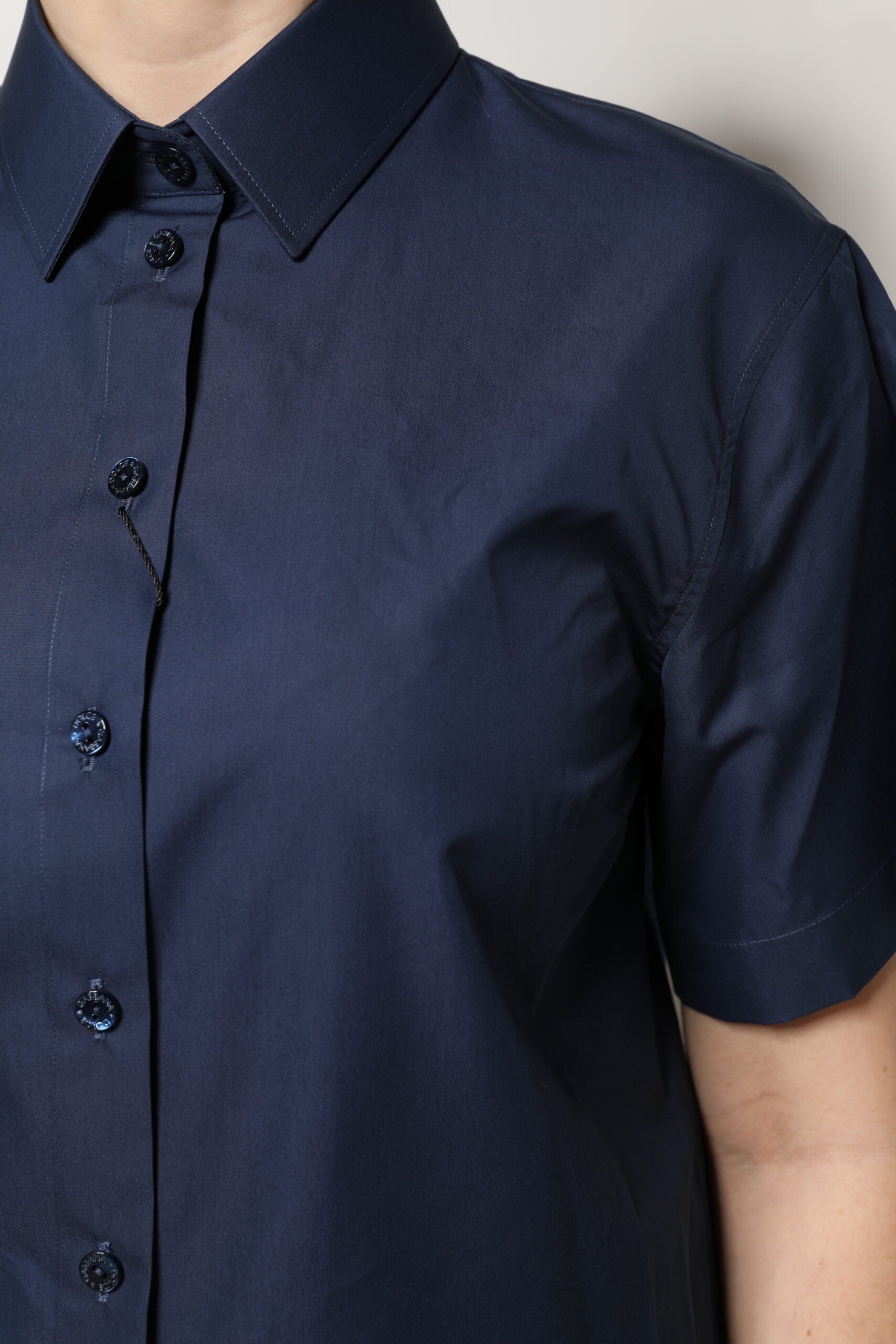 Dolce & Gabbana Blue Cotton Short Sleeves Button Down Top | Regal Royce