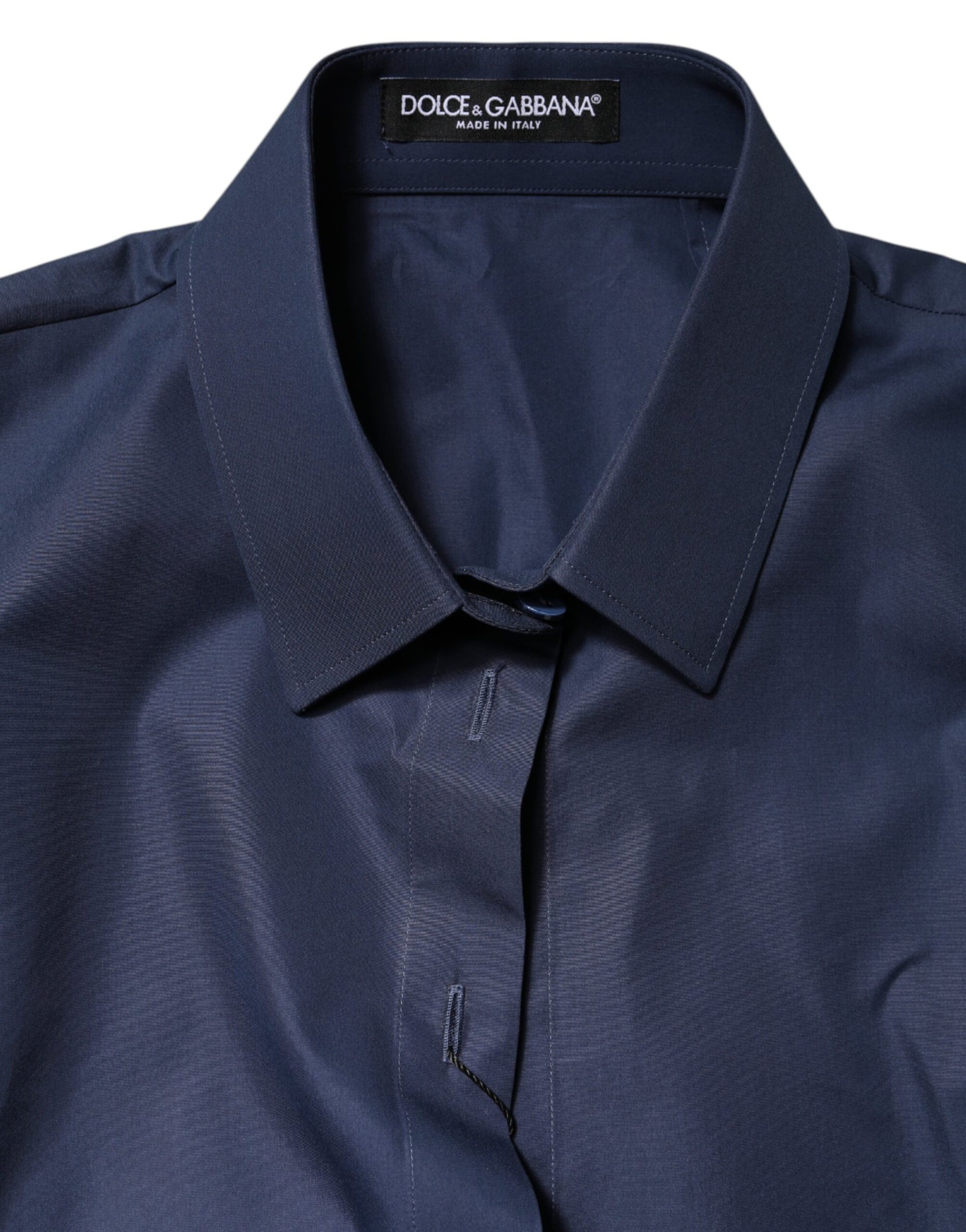 Dolce & Gabbana Blue Cotton Short Sleeves Button Down Top | Regal Royce