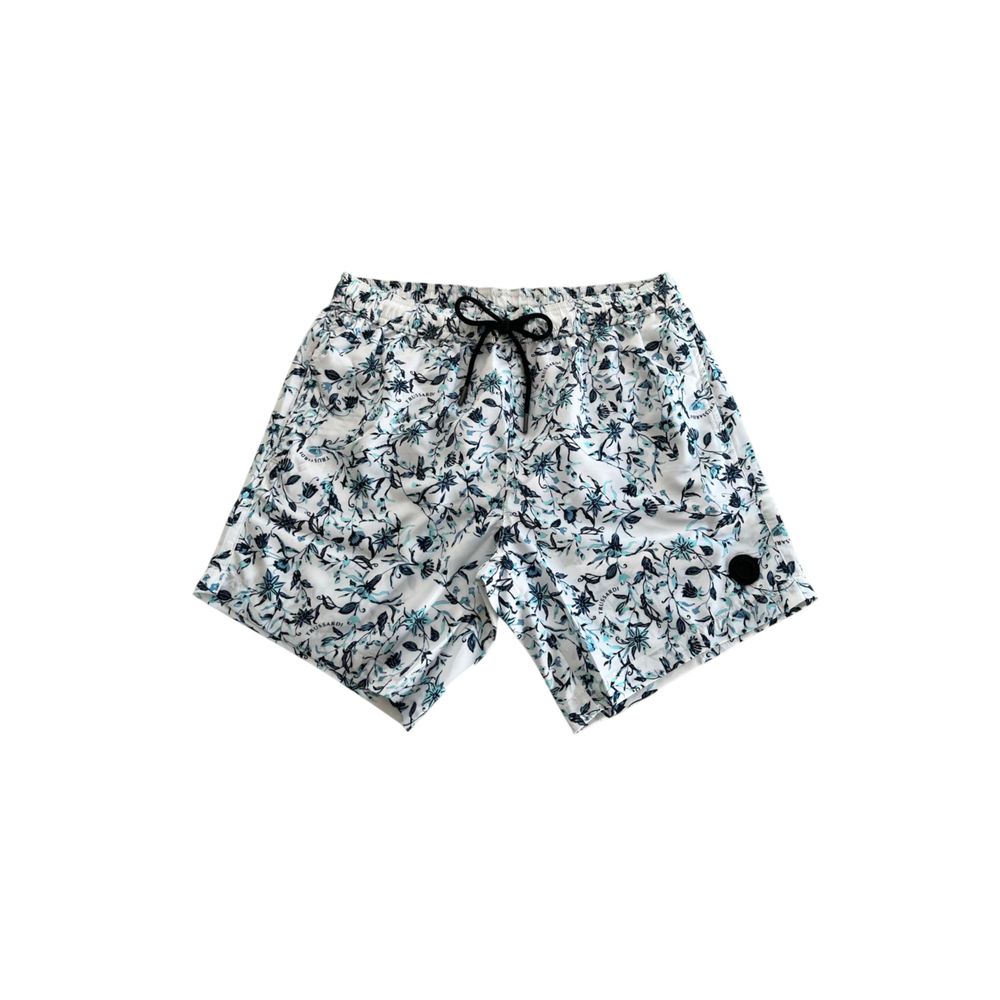 Trussardi Beachwear White Polyester Men Swim Shorts | Regal Royce