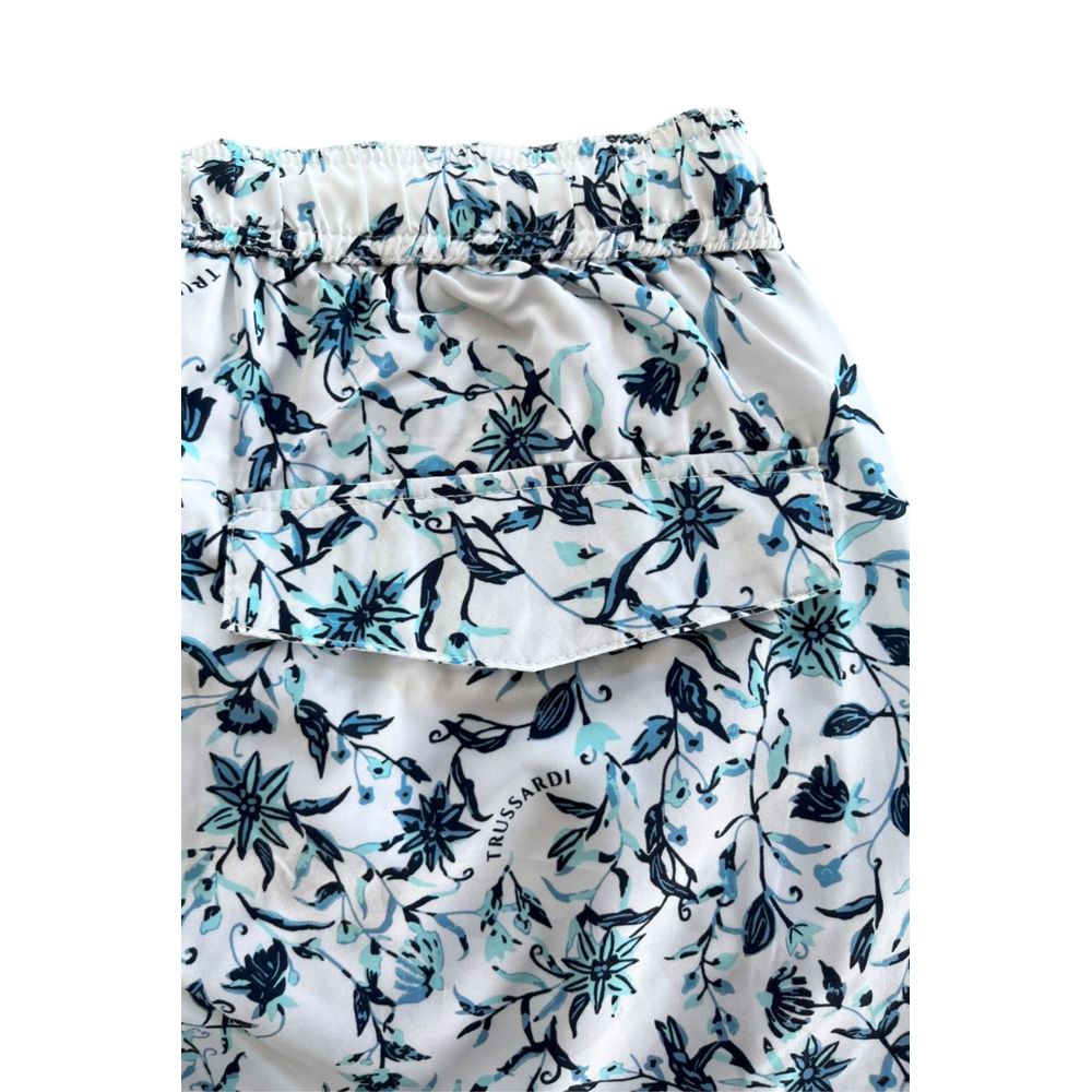 Trussardi Beachwear White Polyester Men Swim Shorts | Regal Royce