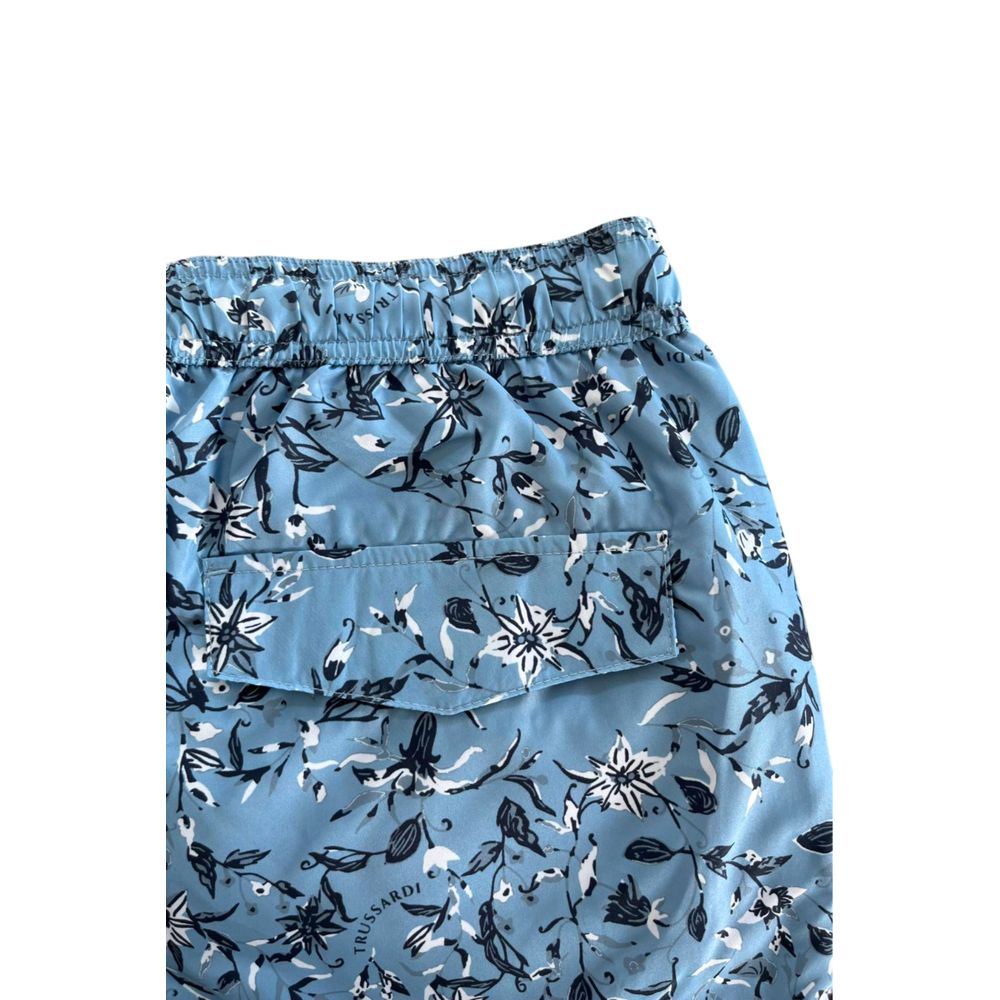 Trussardi Beachwear Light Blue Polyester Men Swim Trunk | Regal Royce
