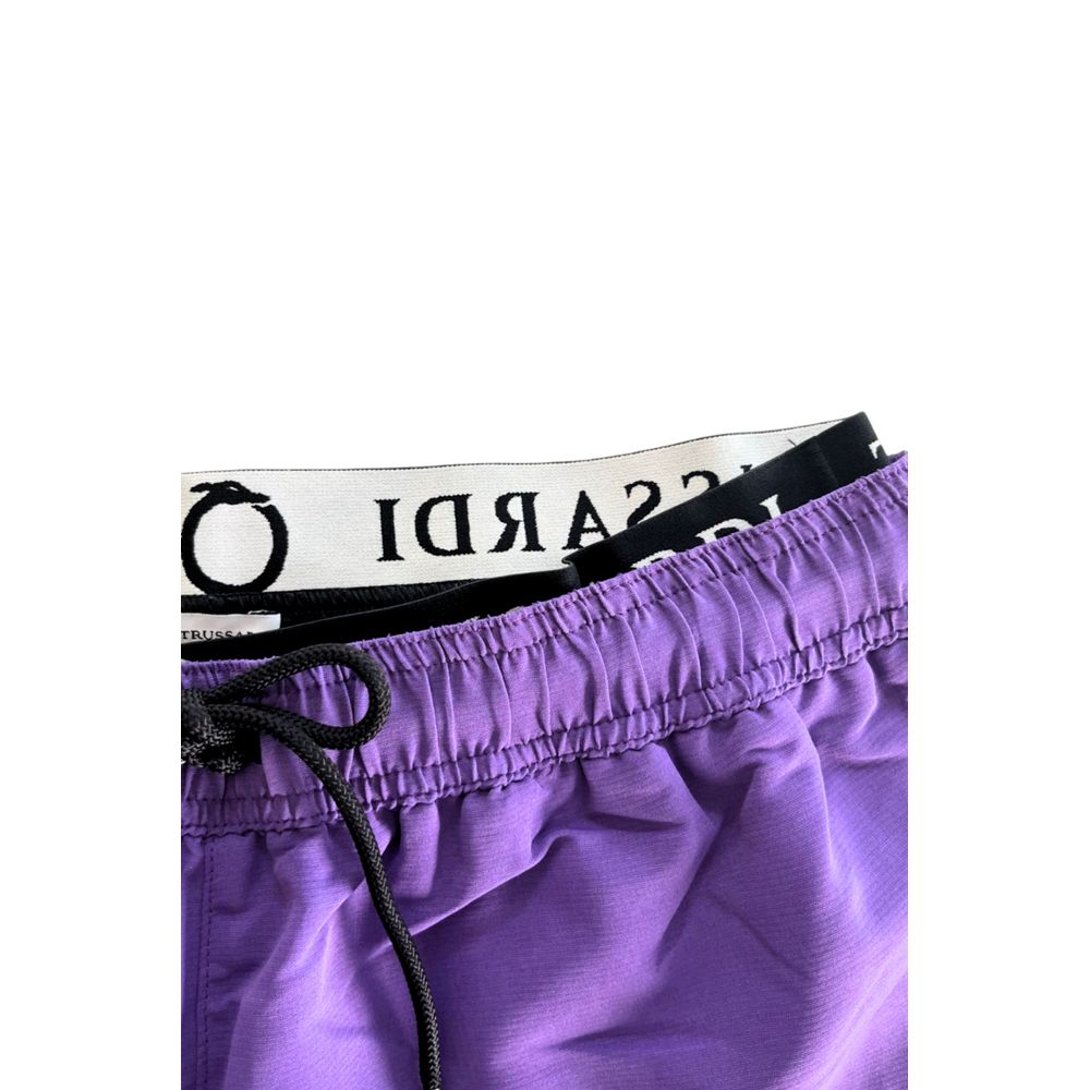 Trussardi Beachwear Purple Polyester Men Swim Short | Regal Royce