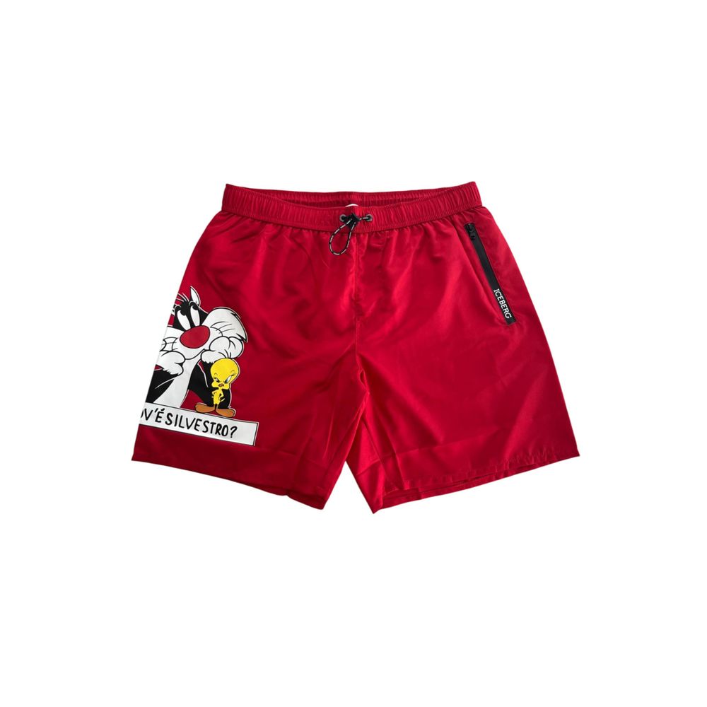 Iceberg Red Polyester Men Swim Short | Regal Royce