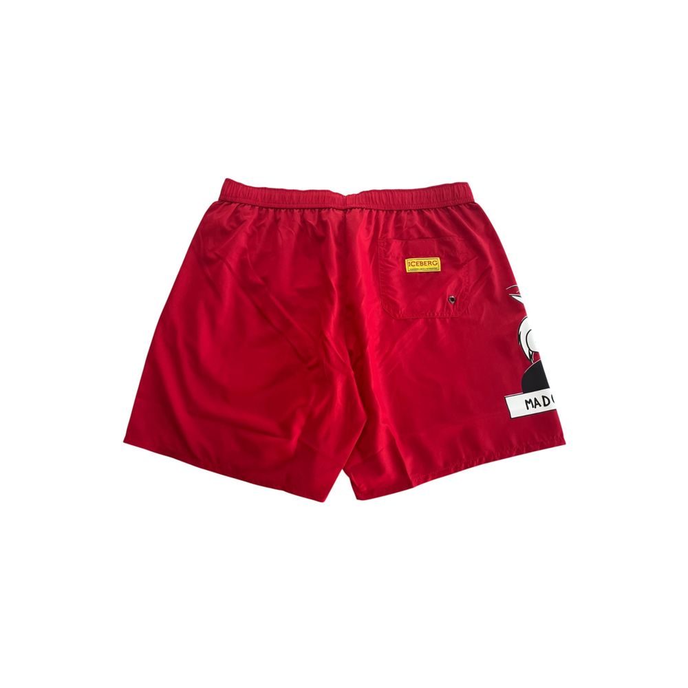 Iceberg Red Polyester Men Swim Short | Regal Royce