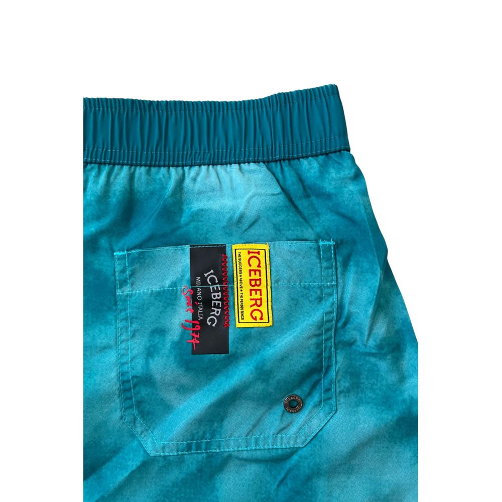 Iceberg Light Blue Polyester Men Swim Short | Regal Royce
