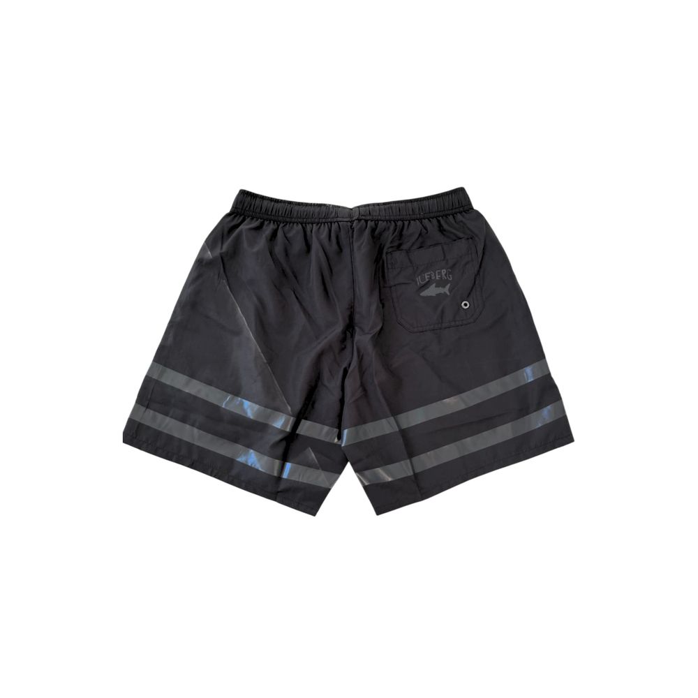 Iceberg Black Polyester Men Swim Short | Regal Royce