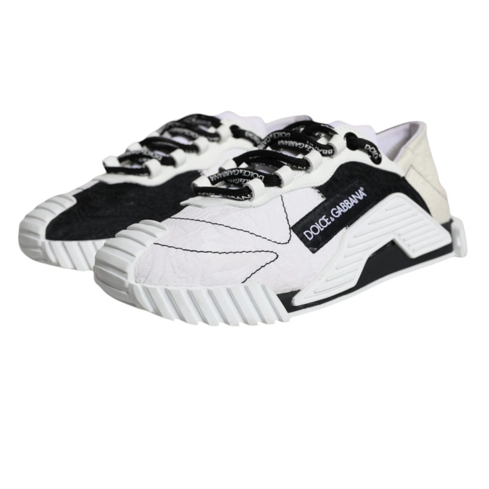 Dolce & Gabbana White Black Low Top NS1 Sneakers Shoes | Regal Royce