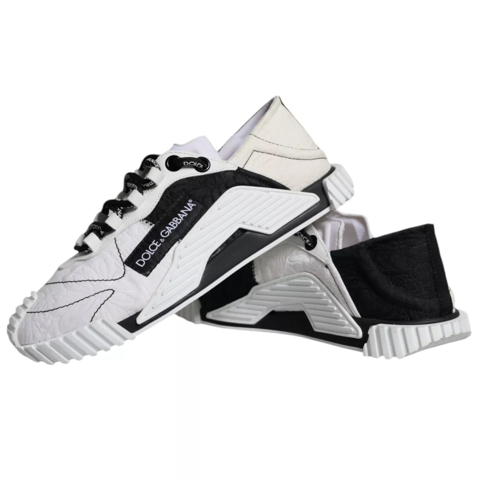 Dolce & Gabbana White Black Low Top NS1 Sneakers Shoes | Regal Royce