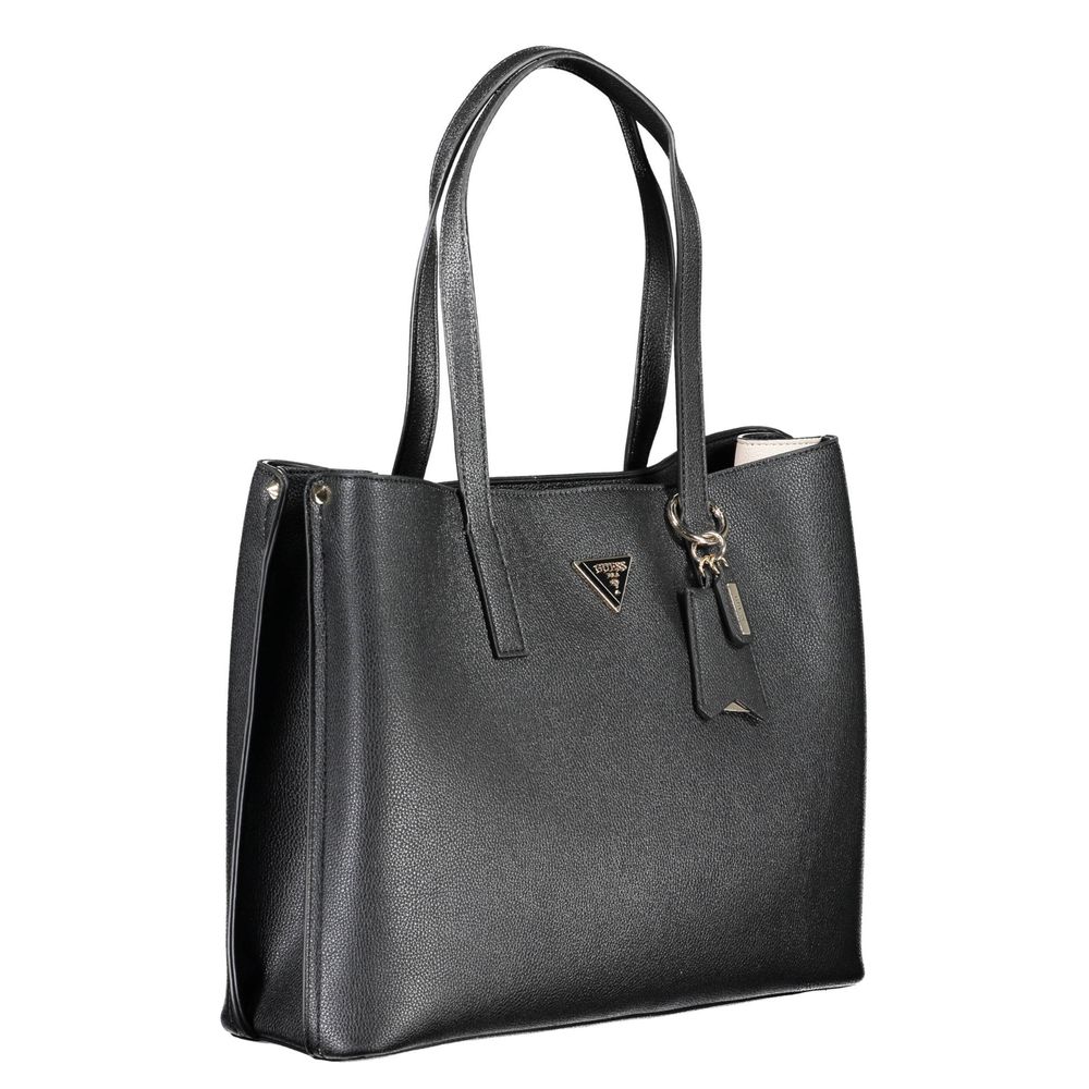Guess Jeans Black Polyurethane Women Shoulder Bag | Regal Royce