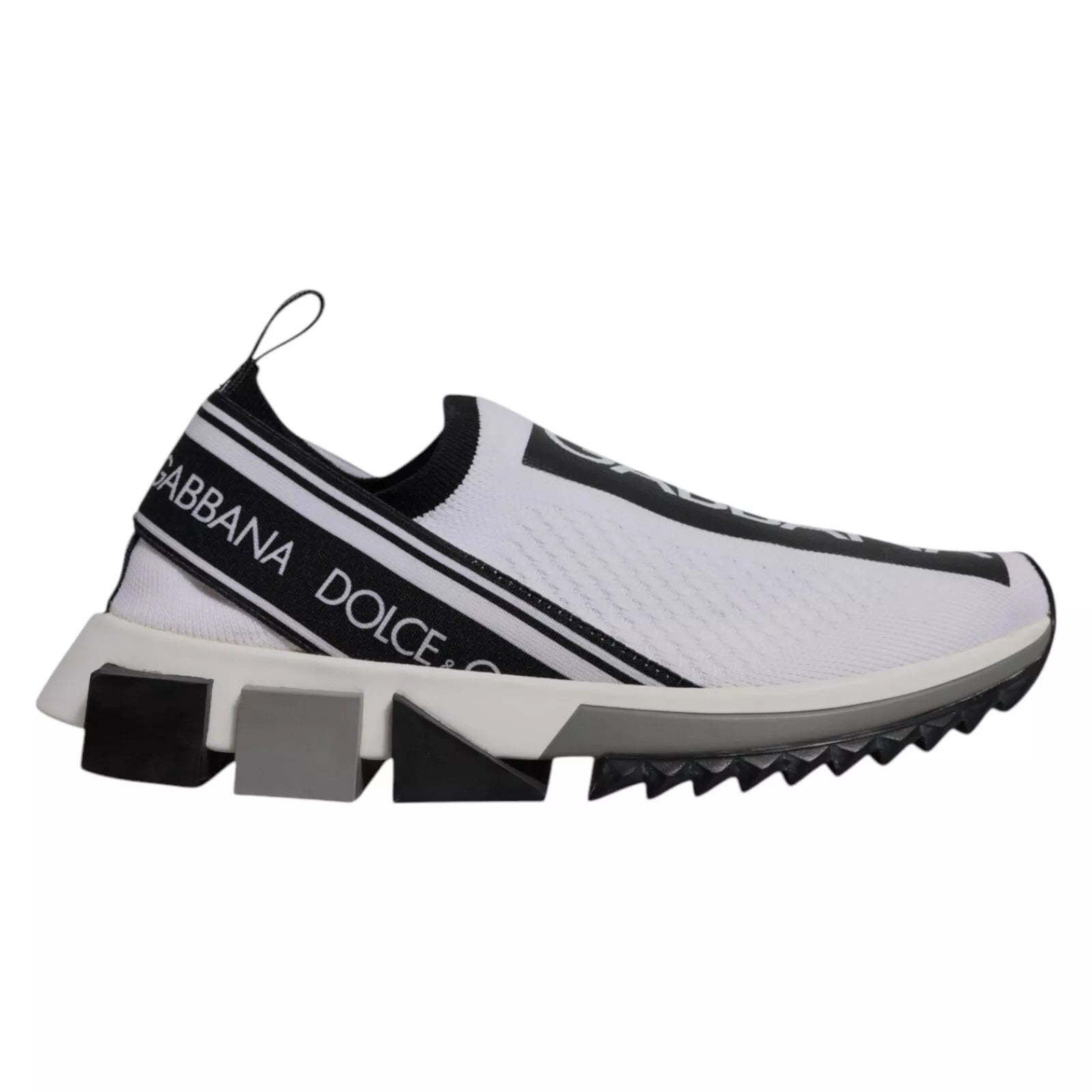 Dolce & Gabbana White Black Slip On Sorrento Sneakers Shoes | Regal Royce