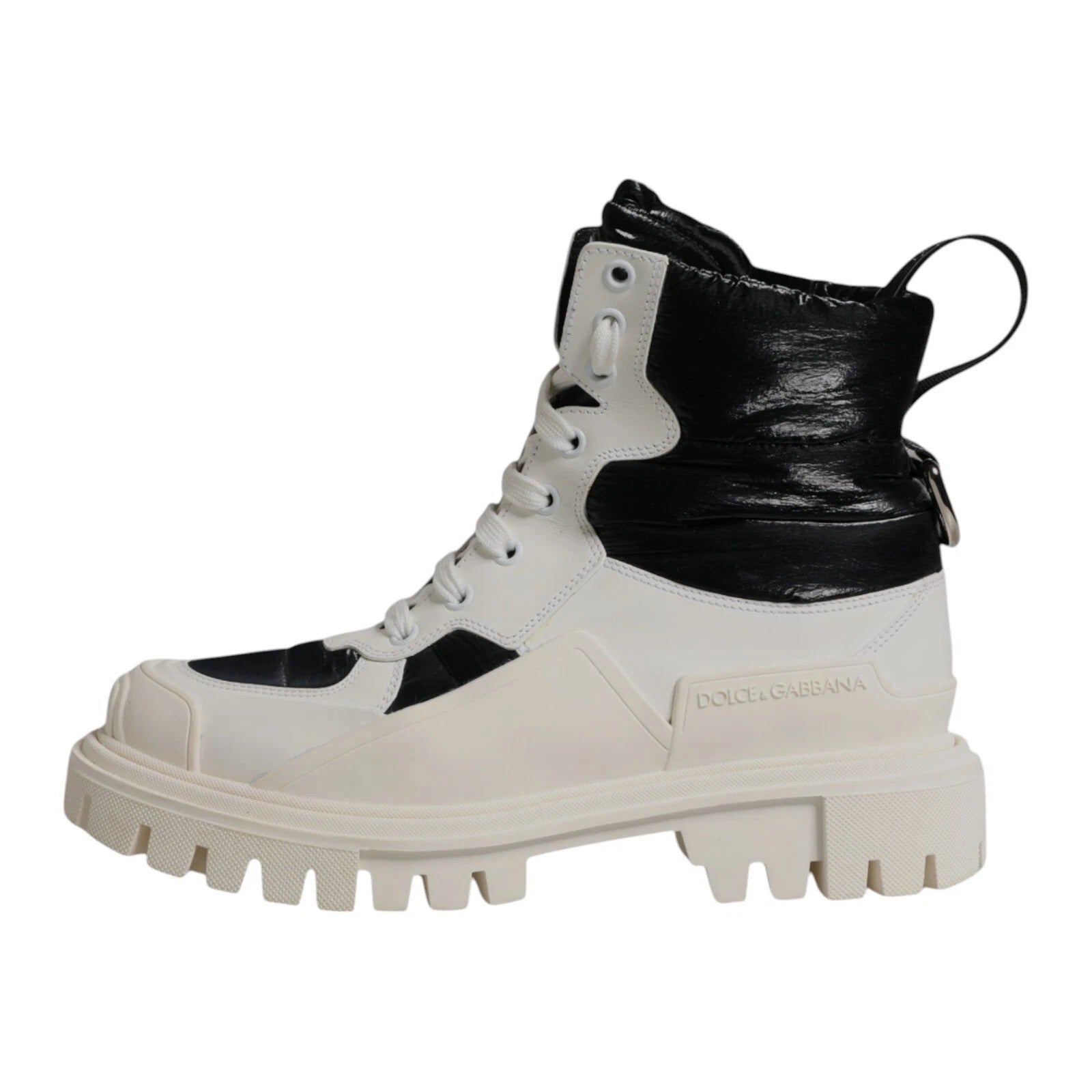 Dolce & Gabbana White Padded Mid Calf Lace Up Boots Shoes | Regal Royce