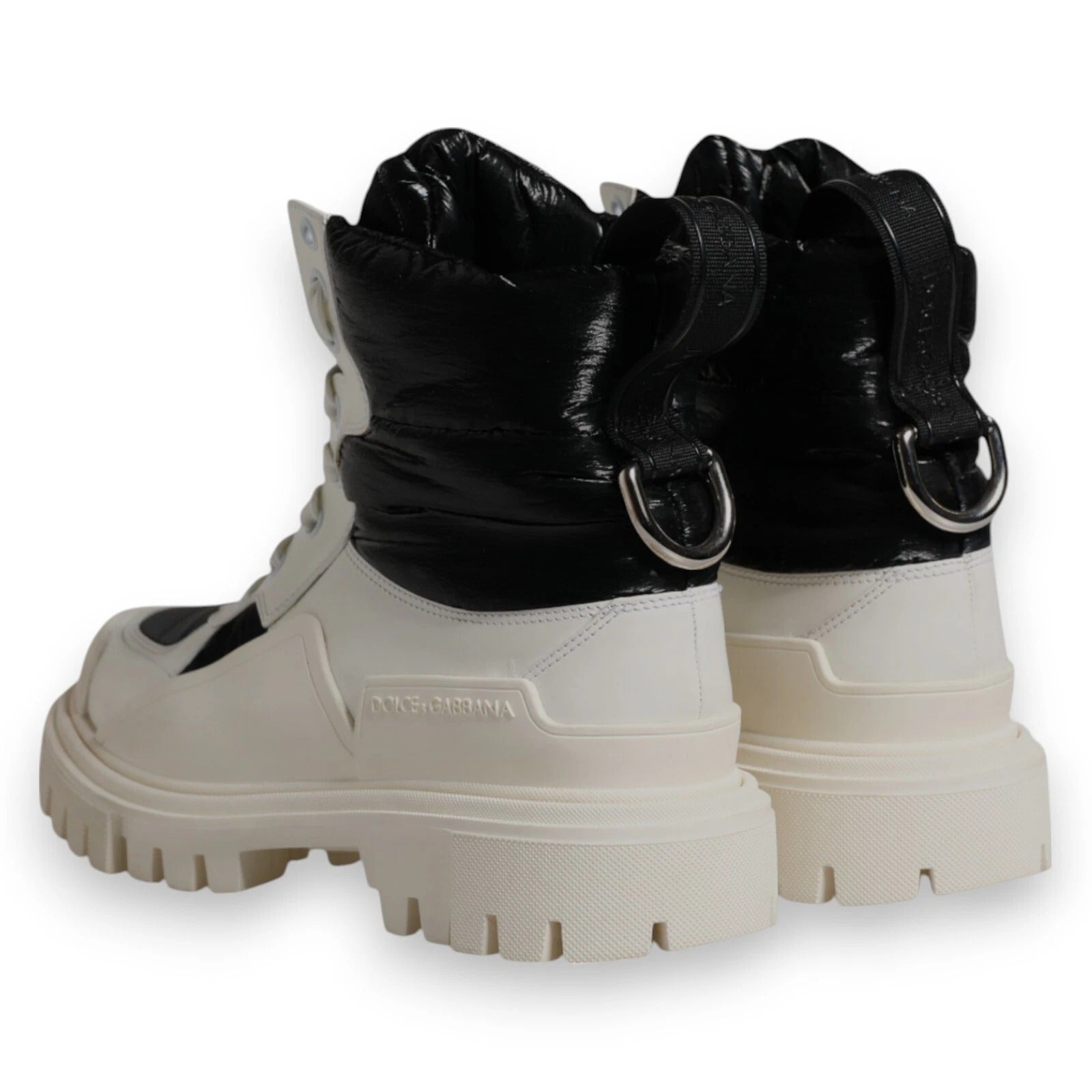 Dolce & Gabbana White Padded Mid Calf Lace Up Boots Shoes | Regal Royce