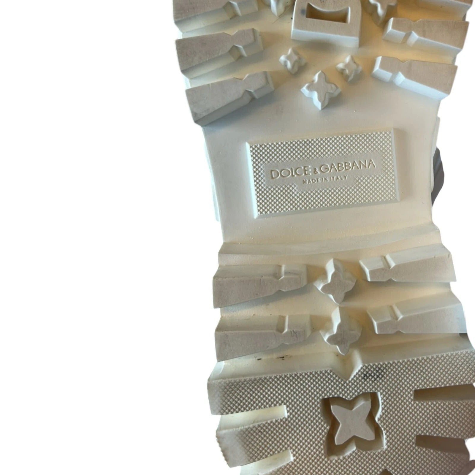 Dolce & Gabbana White Leather Rubber Logo Ankle Boots Shoes | Regal Royce