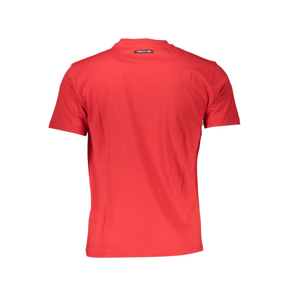 Cavalli Class Red Cotton Men T-Shirt | Regal Royce