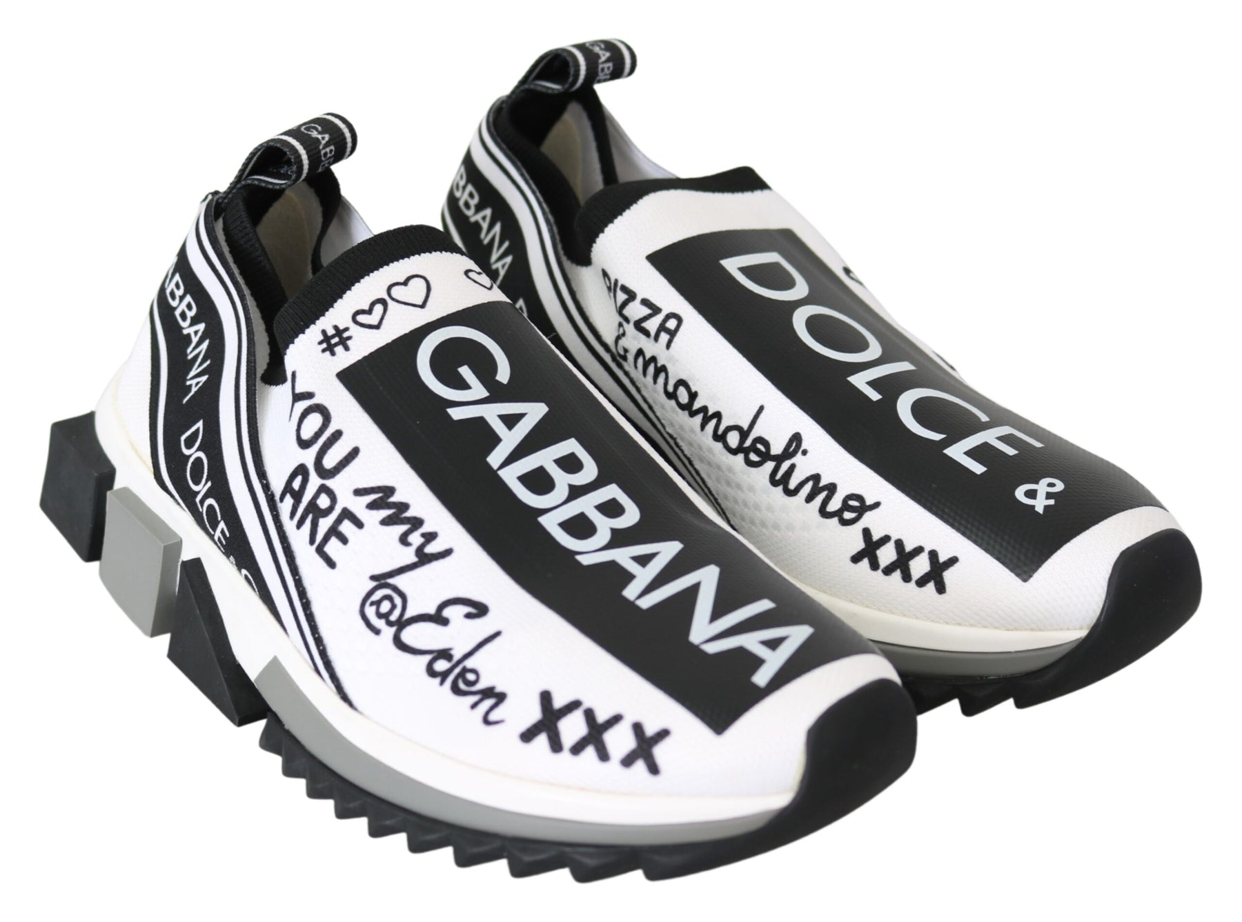 Dolce & Gabbana White Black Slip On Sorrento Sneakers | Regal Royce