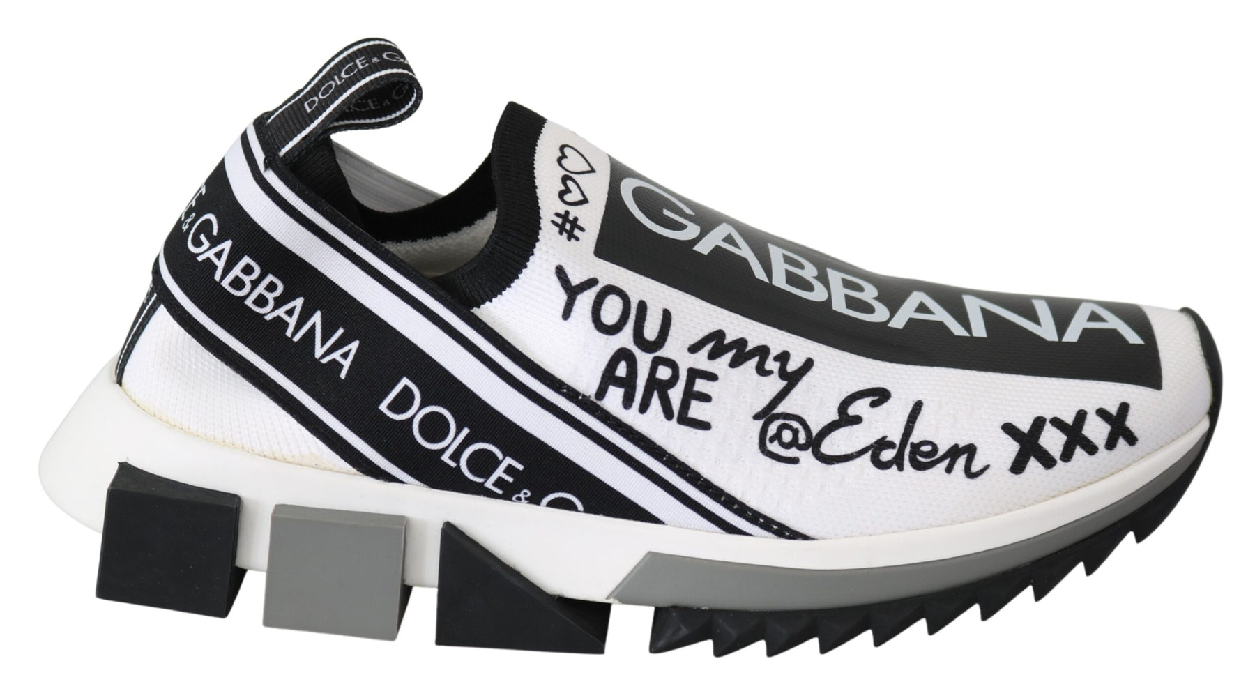 Dolce & Gabbana White Black Slip On Sorrento Sneakers | Regal Royce