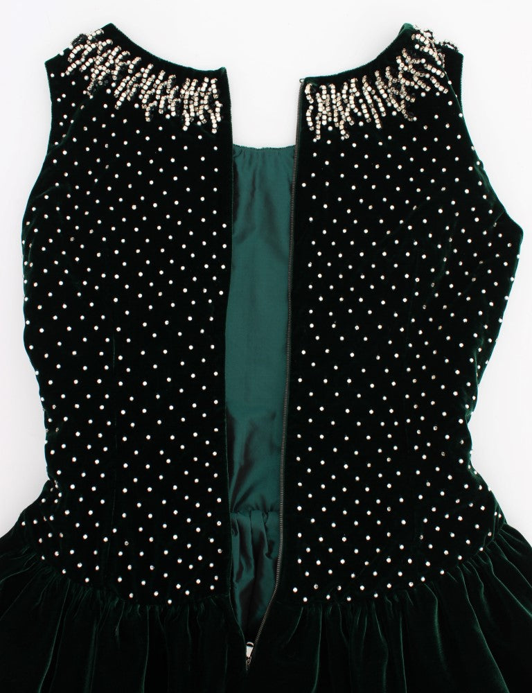 Dolce & Gabbana Green Velvet Crystal Long Maxi Dress | Regal Royce