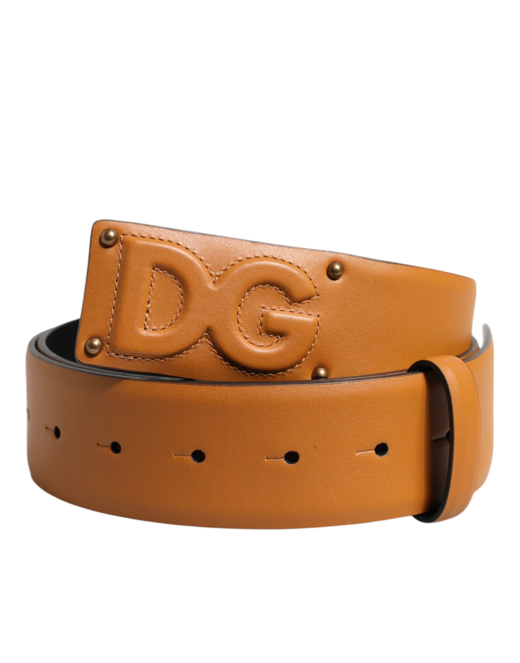 Dolce & Gabbana Brown Leather Buckle DG Logo Embossed Belt | Regal Royce