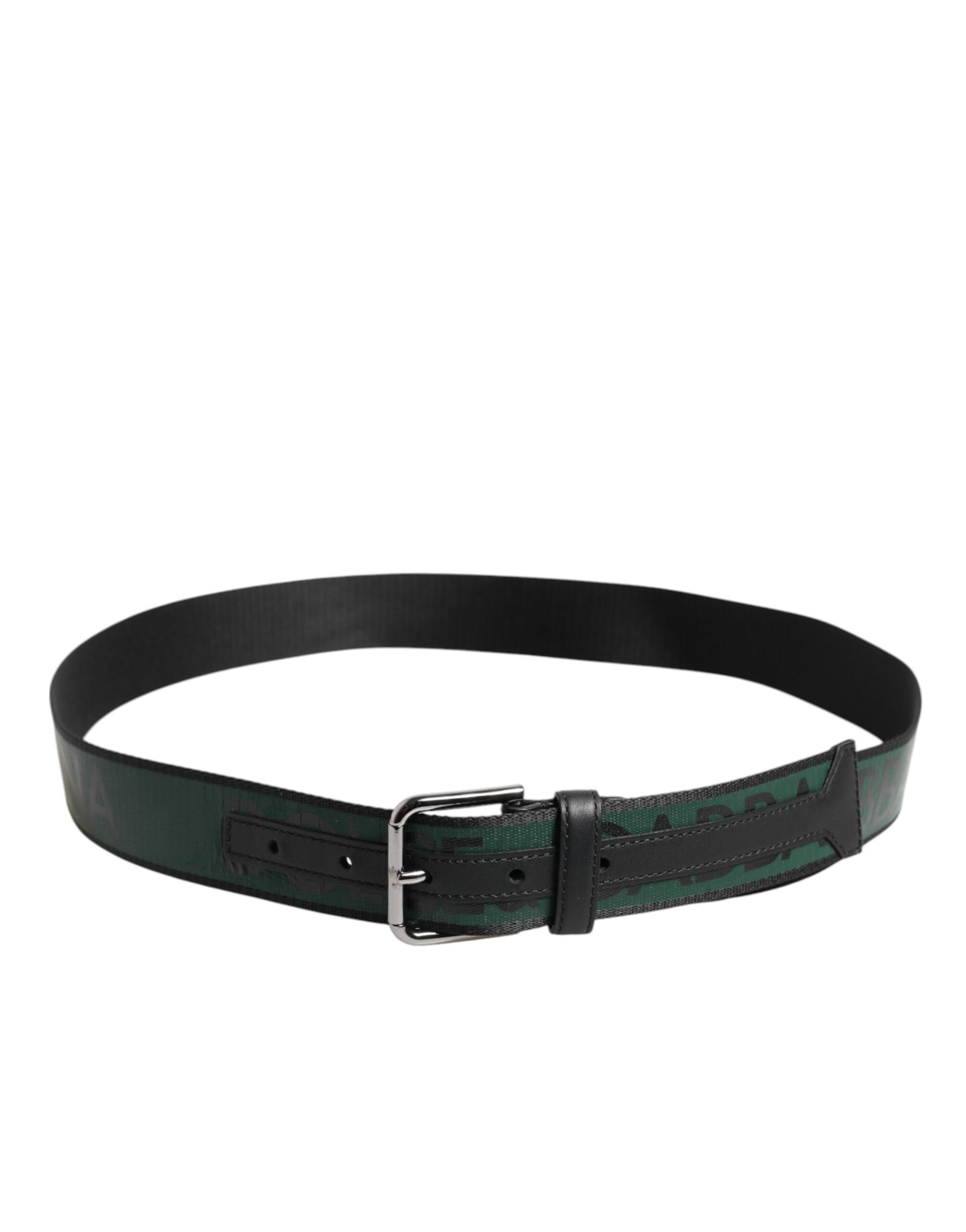 Dolce & Gabbana Green Black Polyester DG Logo Buckle Belt | Regal Royce