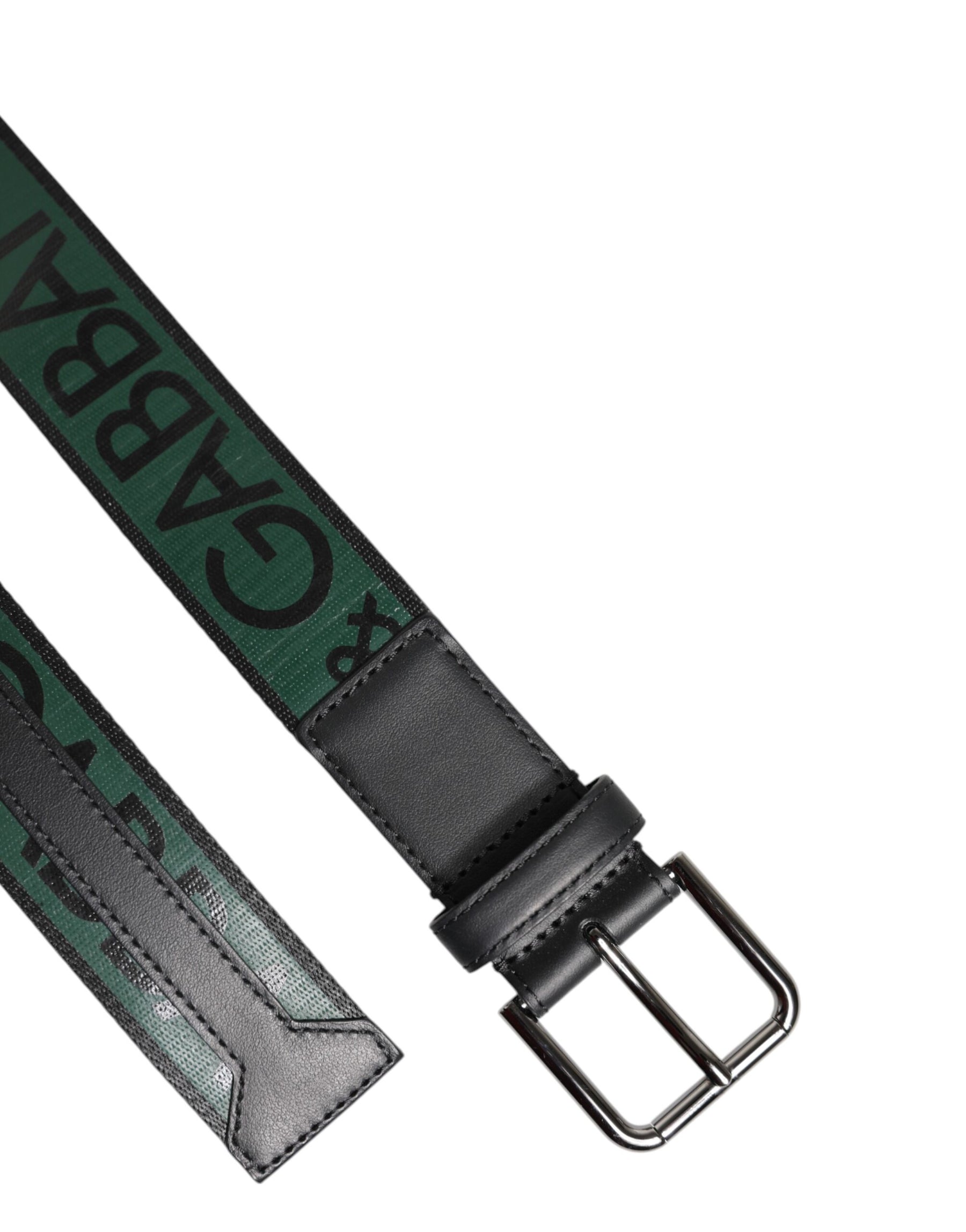 Dolce & Gabbana Green Black Polyester DG Logo Buckle Belt | Regal Royce