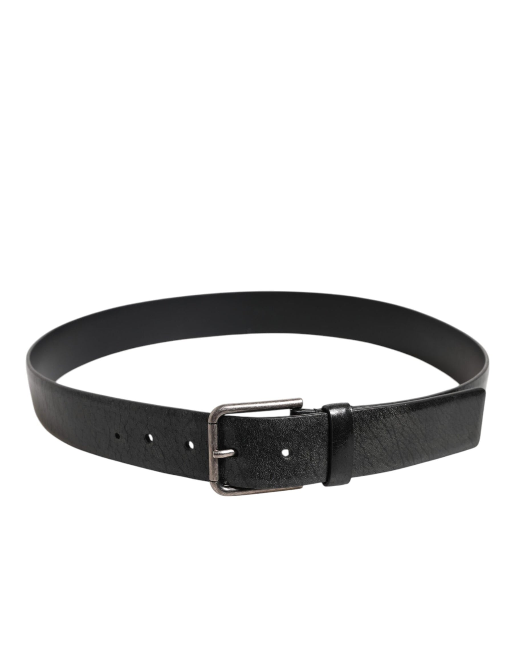 Dolce & Gabbana Black Classic Leather Metal Buckle Belt | Regal Royce