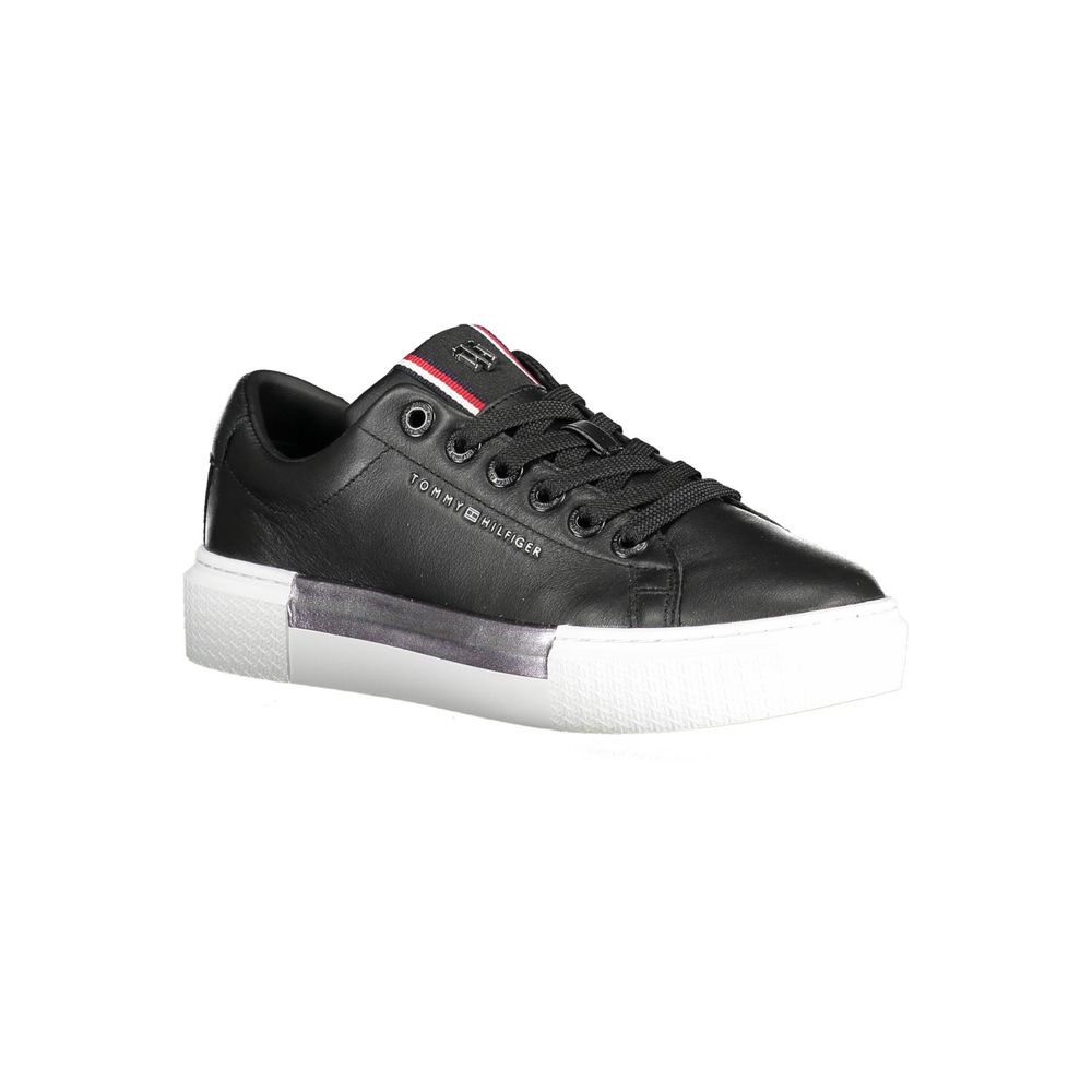 Tommy Hilfiger Black Leather Women's Sneaker | Regal Royce
