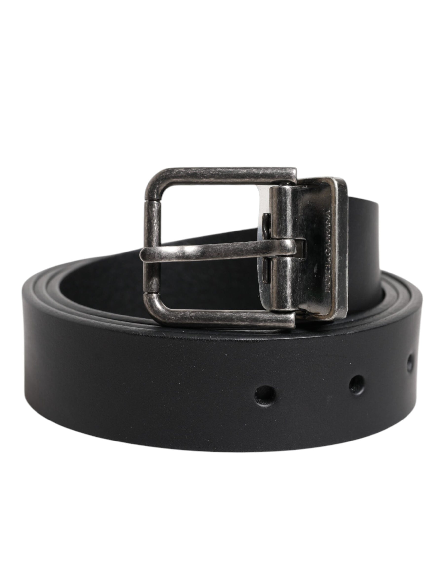 Dolce & Gabbana Black Classic Leather Metal Buckle Belt | Regal Royce
