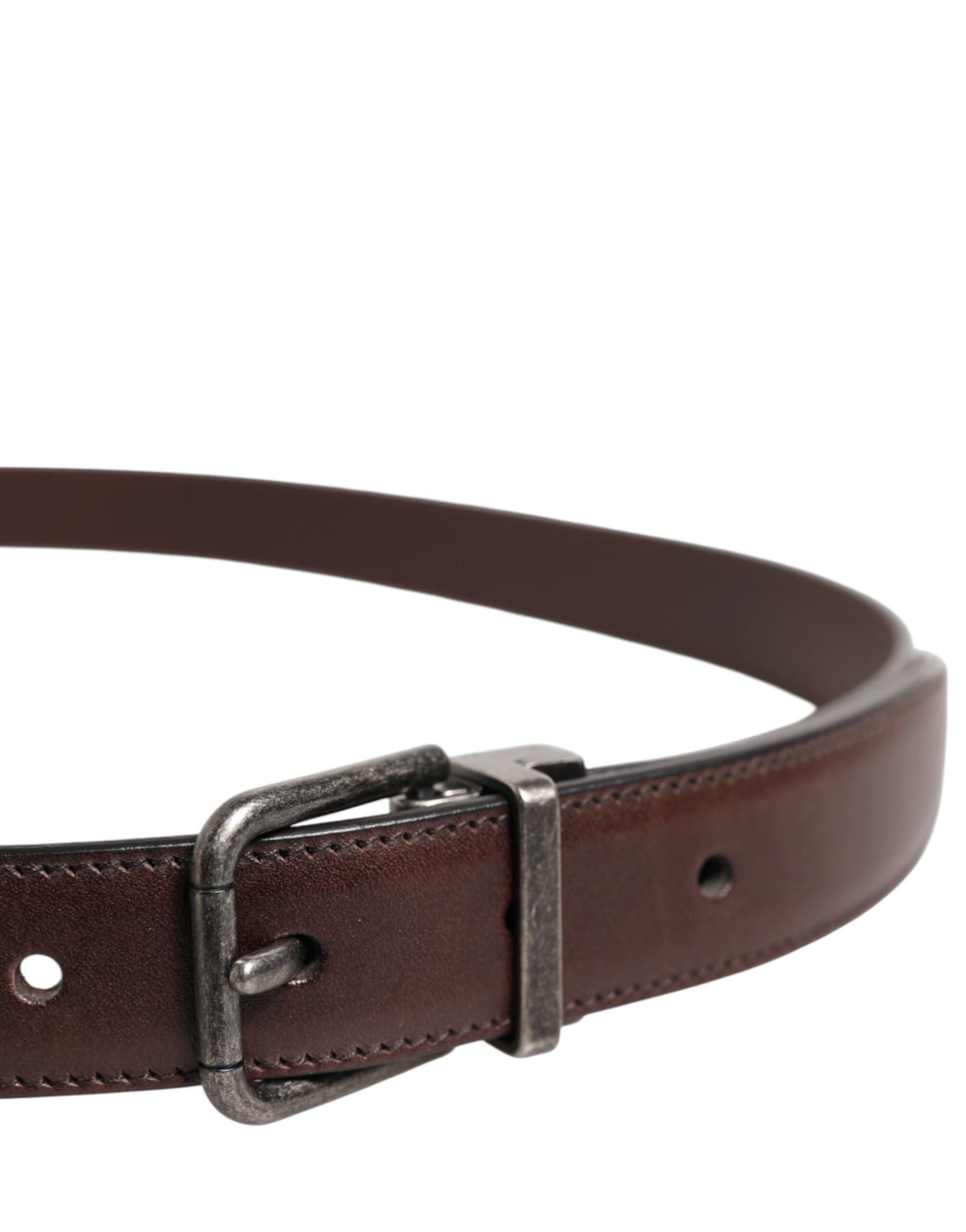 Dolce & Gabbana Brown Classic Calf Leather Metal Buckle Belt | Regal Royce