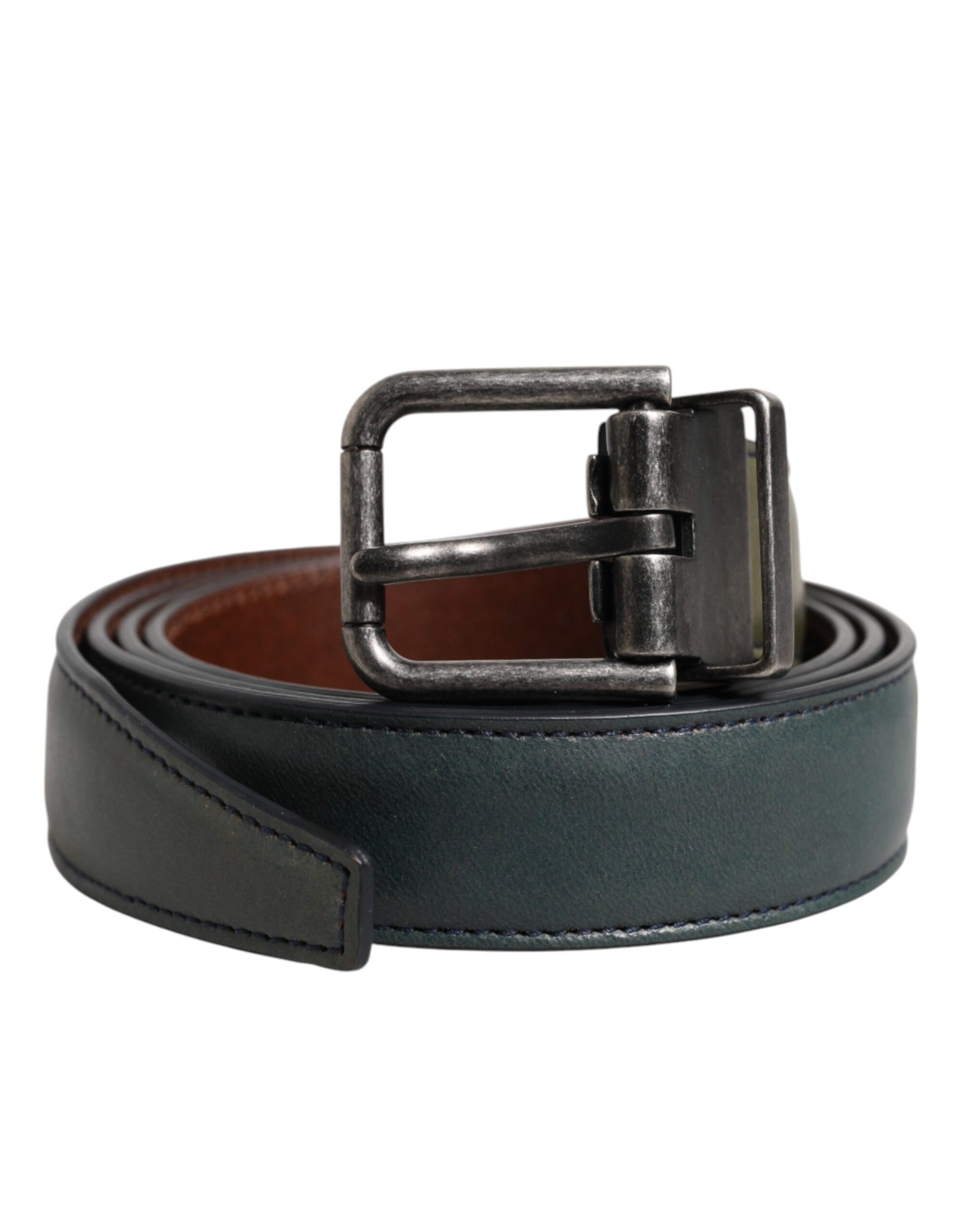 Dolce & Gabbana Green Classic Leather Metal Buckle Belt | Regal Royce