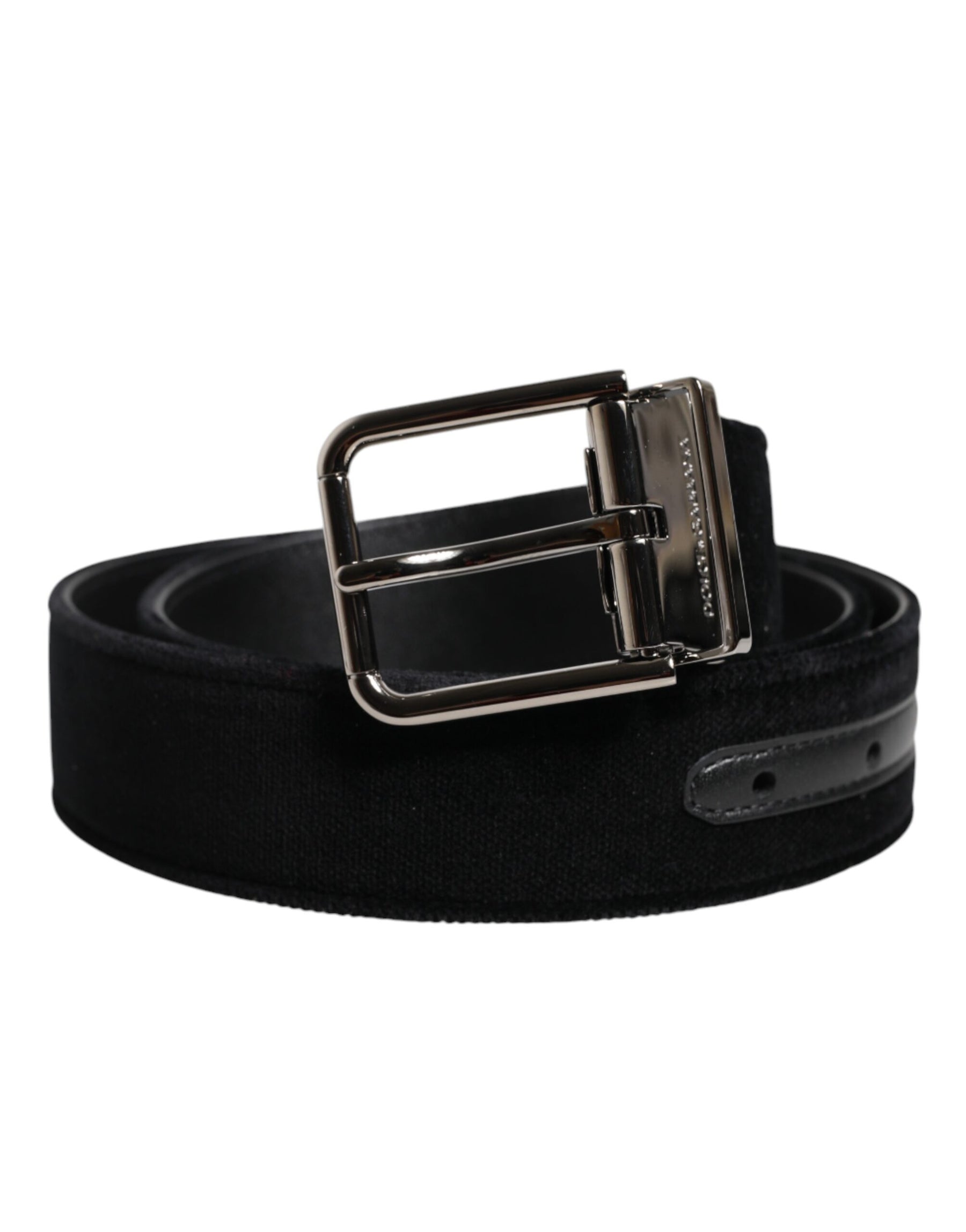 Dolce & Gabbana Black Cotton Silver Metal Buckle Belt | Regal Royce