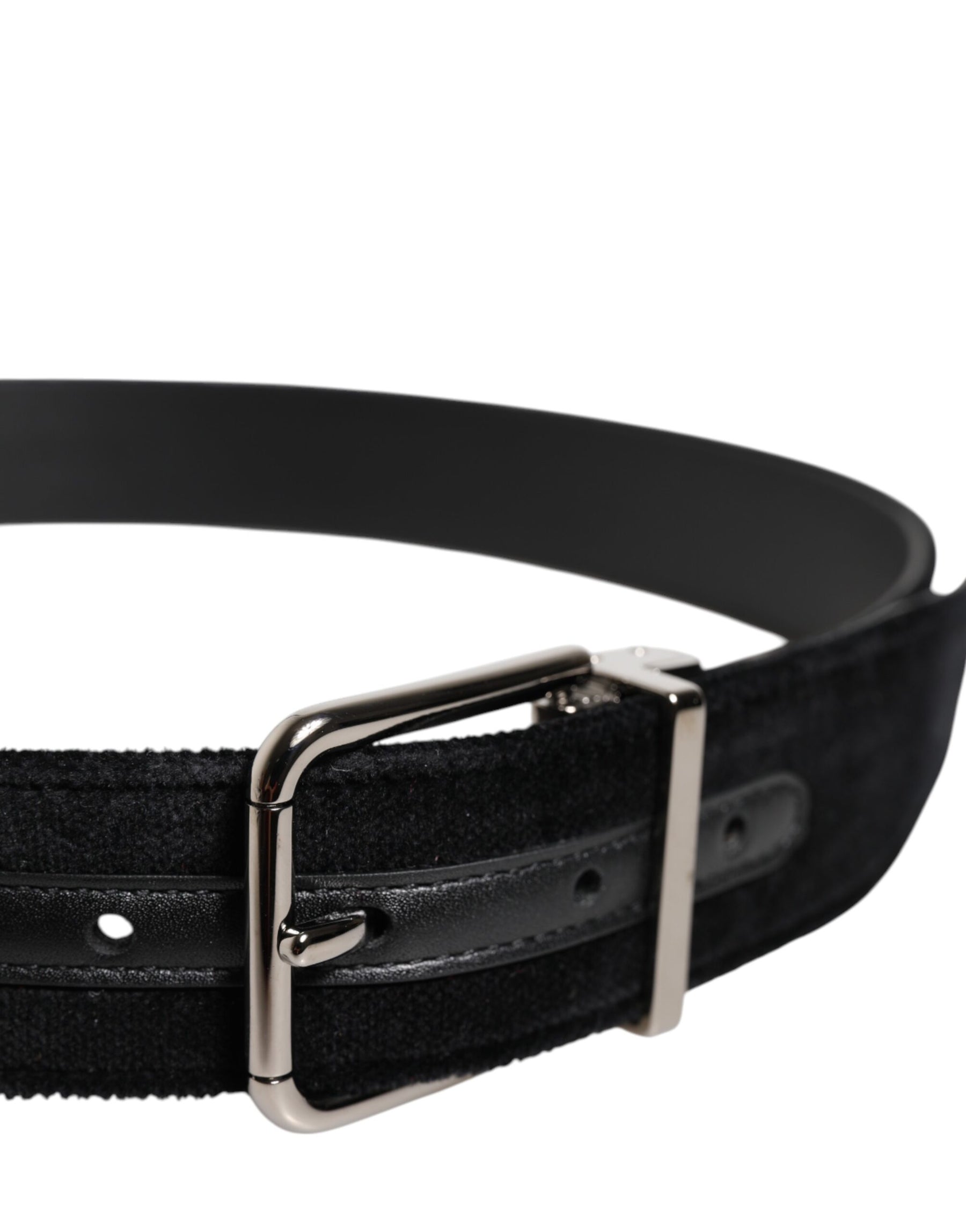 Dolce & Gabbana Black Cotton Silver Metal Buckle Belt | Regal Royce