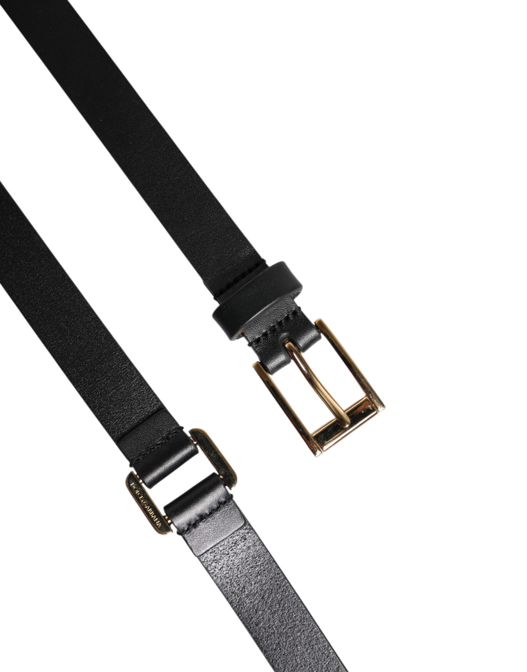 Dolce & Gabbana Black Double Strap Leather Gold Buckle Belt | Regal Royce