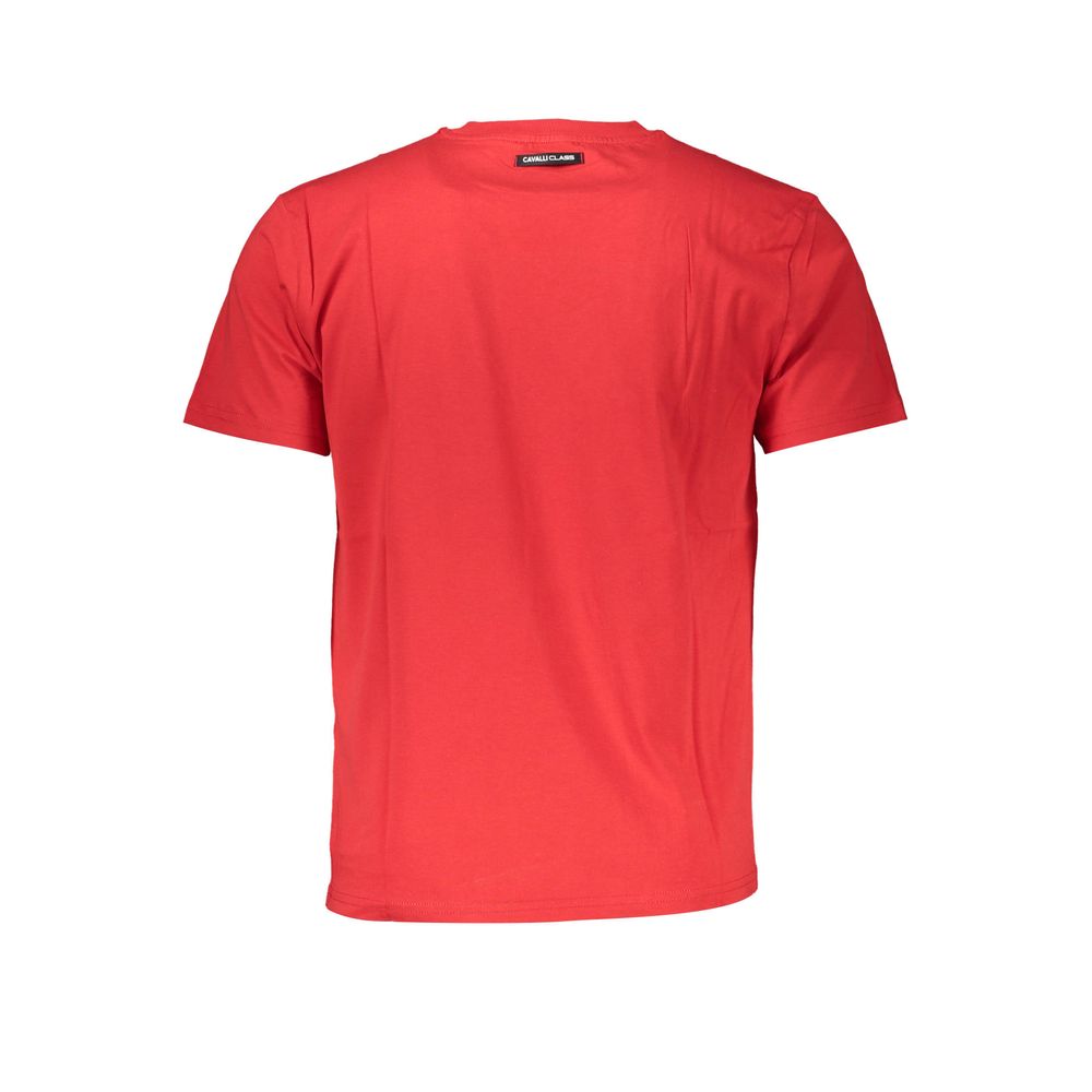 Cavalli Class Red Cotton Men T-Shirt | Regal Royce