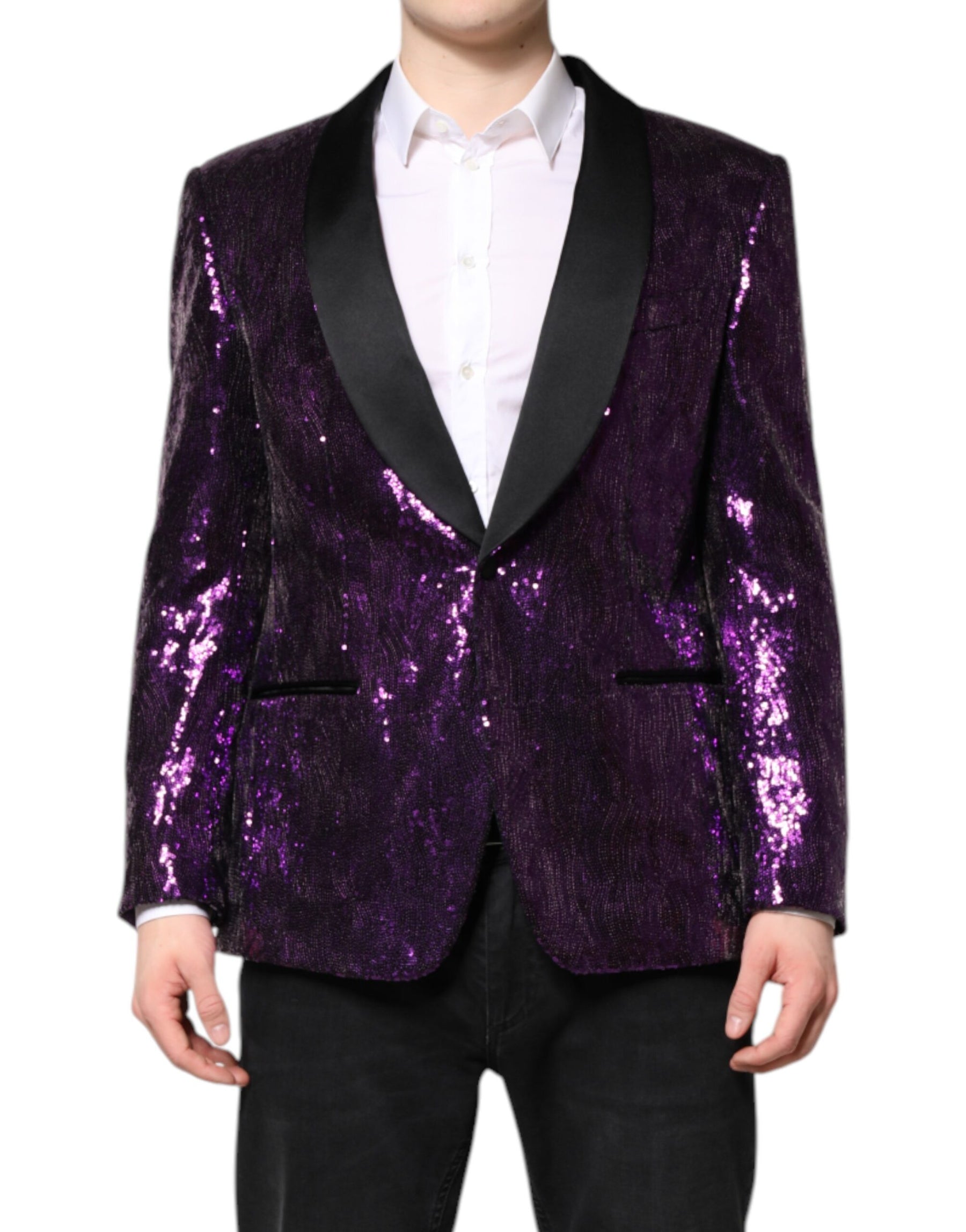 Dolce & Gabbana Purple SICILIA Sequin Embellish Coat Jacket | Regal Royce