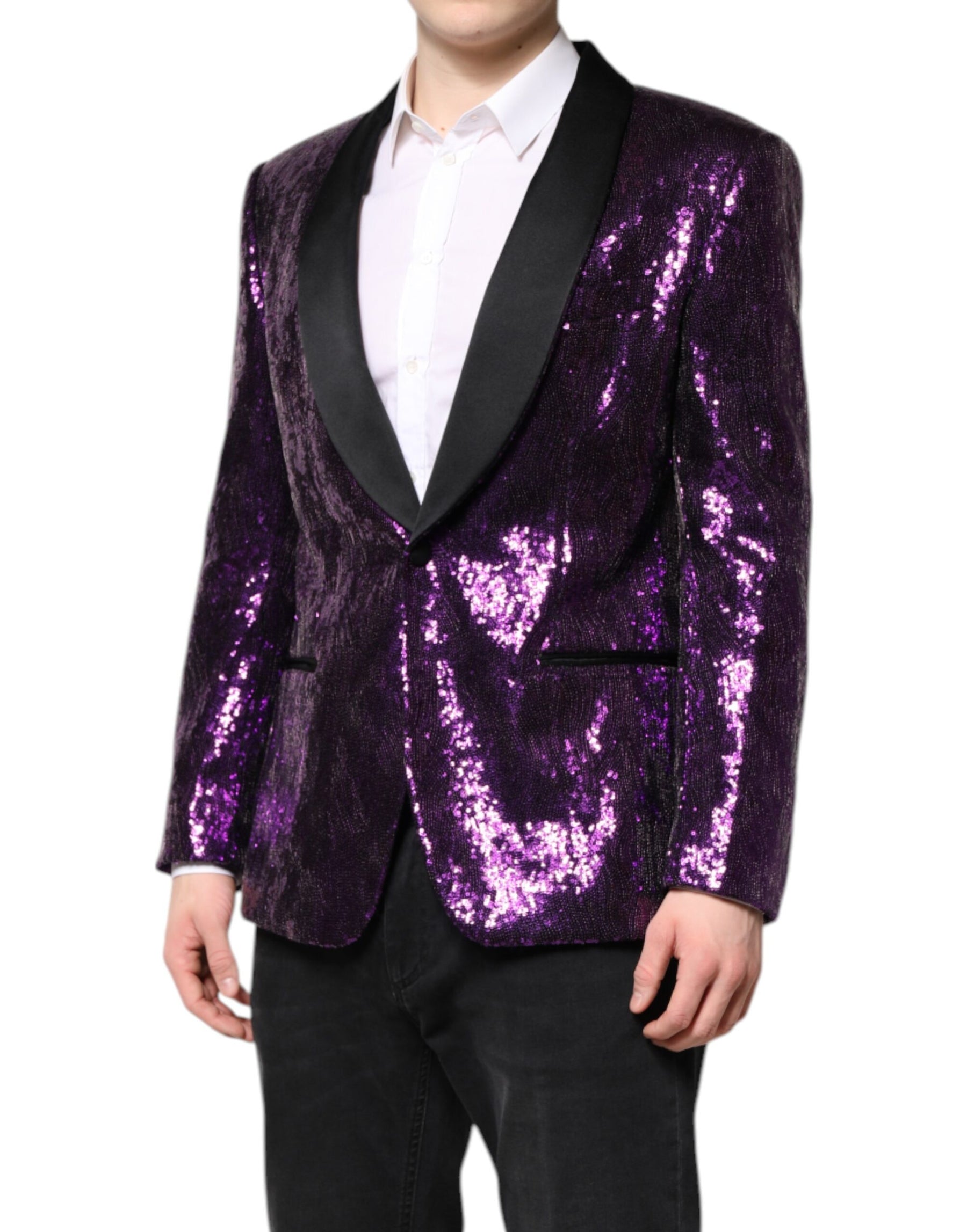Dolce & Gabbana Purple SICILIA Sequin Embellish Coat Jacket | Regal Royce