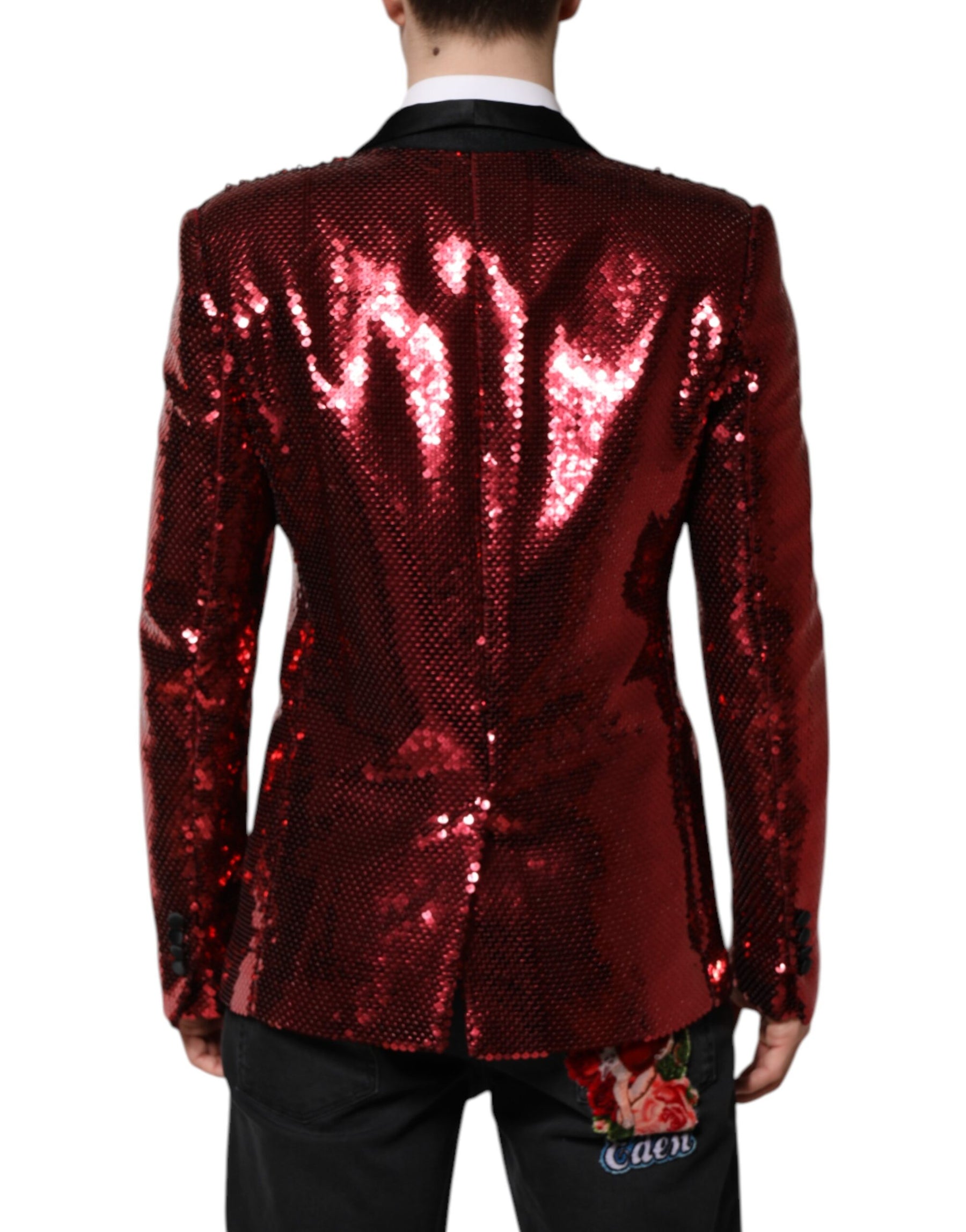 Dolce & Gabbana Red SICILIA Sequin Embellish Blazer Jacket | Regal Royce