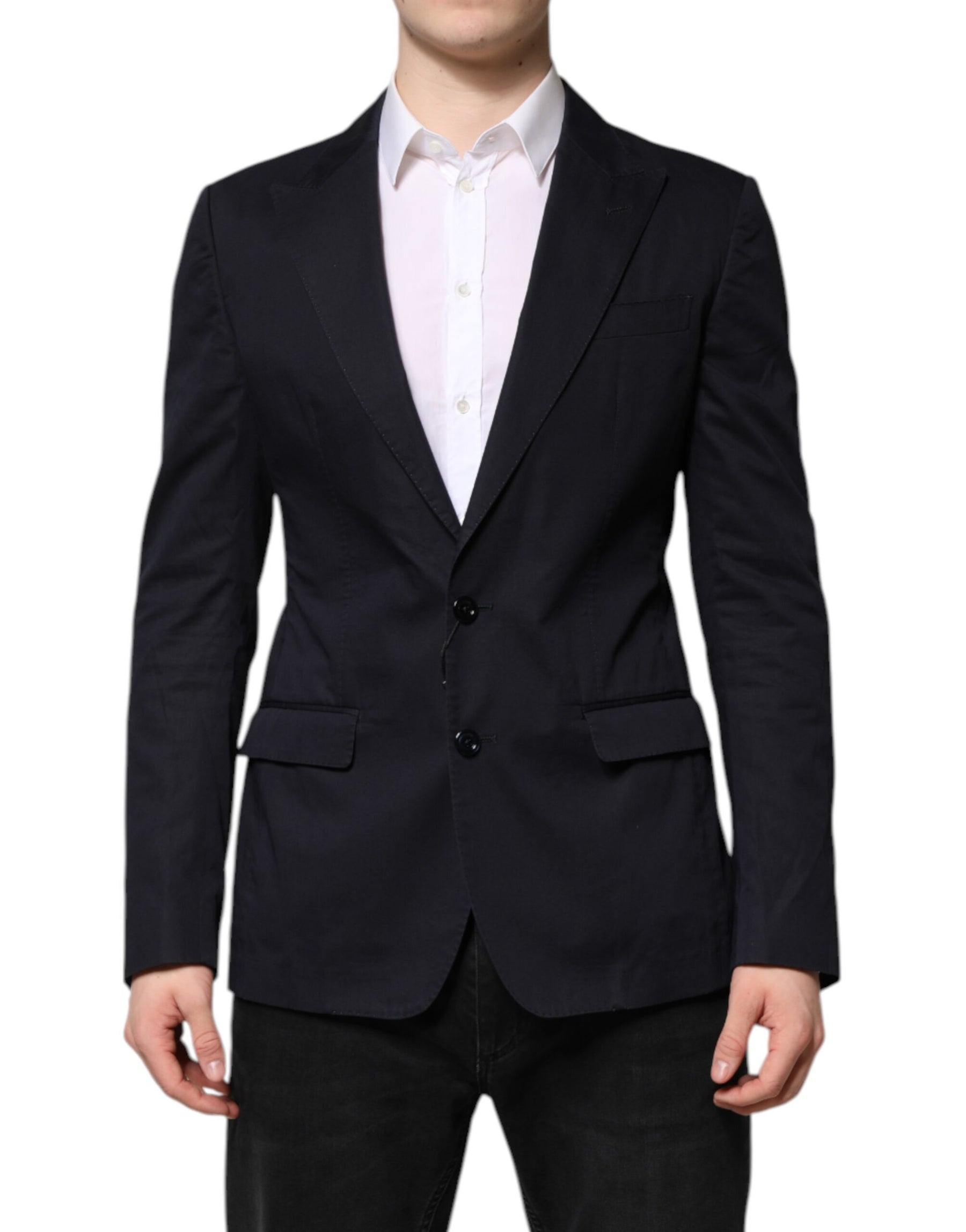 Dolce & Gabbana Dark Blue TAORMINA Cotton Blazer Suit Jacket | Regal Royce