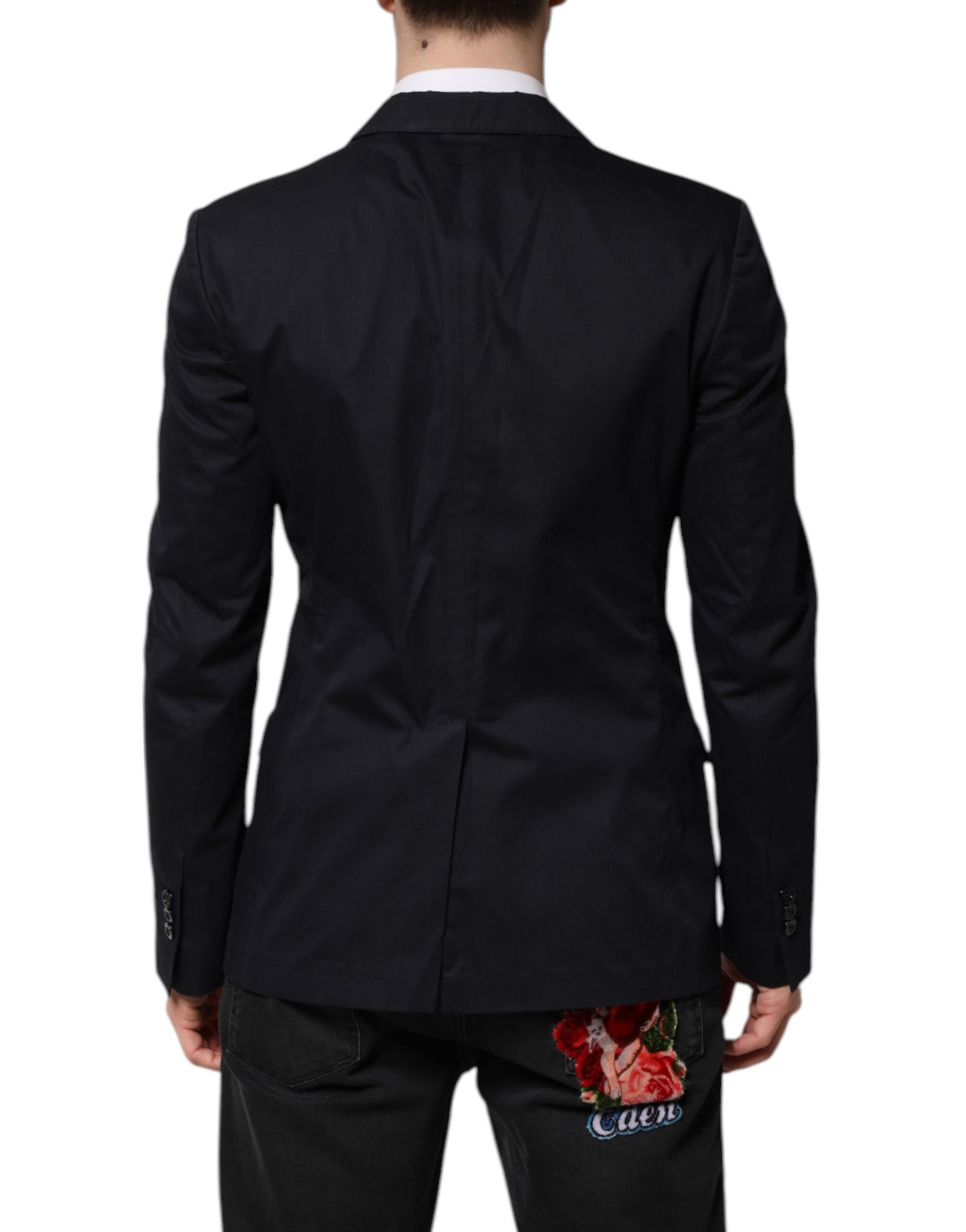 Dolce & Gabbana Dark Blue TAORMINA Cotton Blazer Suit Jacket | Regal Royce