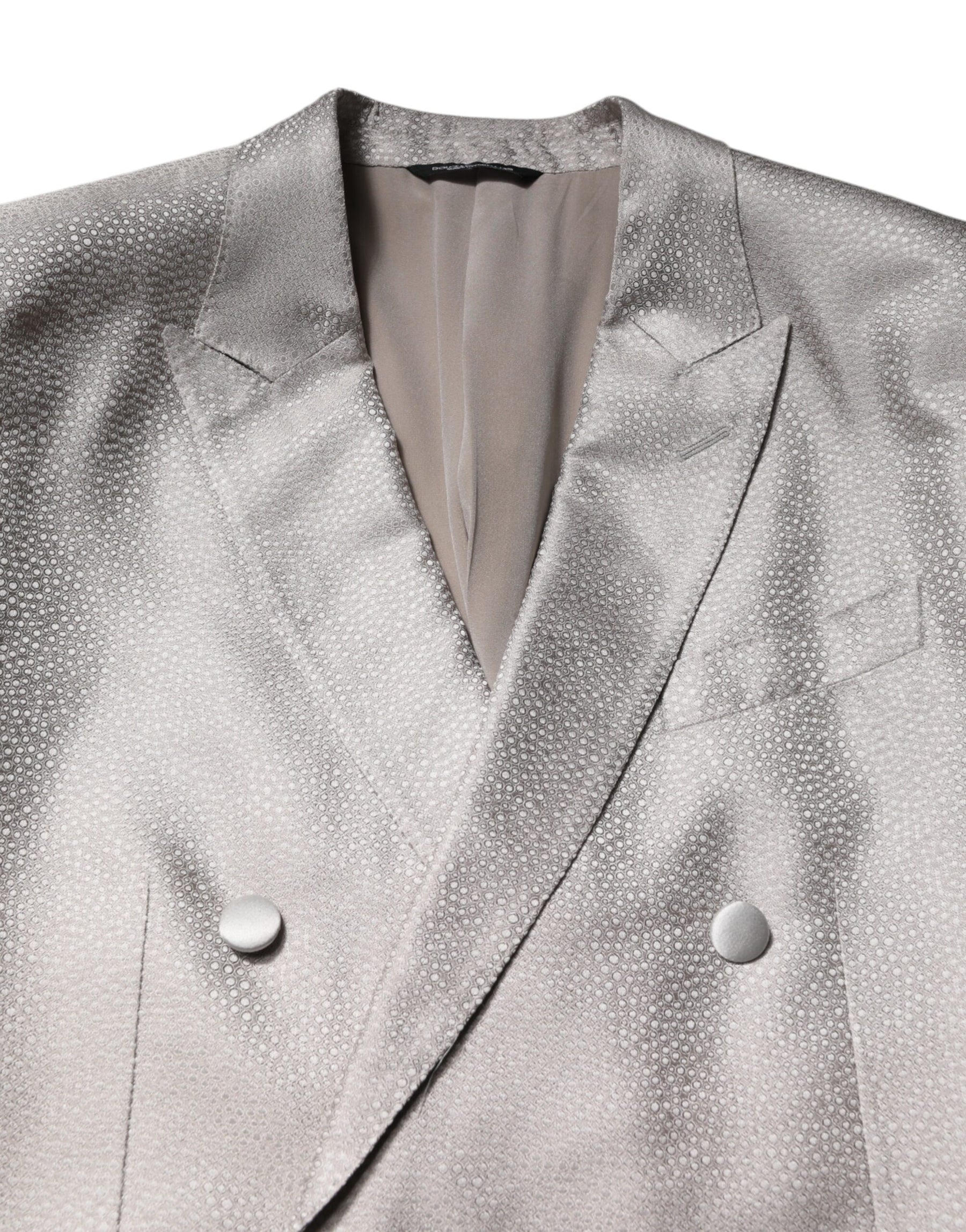 Dolce & Gabbana Light Gray Jacquard Silk Dotted 2 Piece Suit | Regal Royce