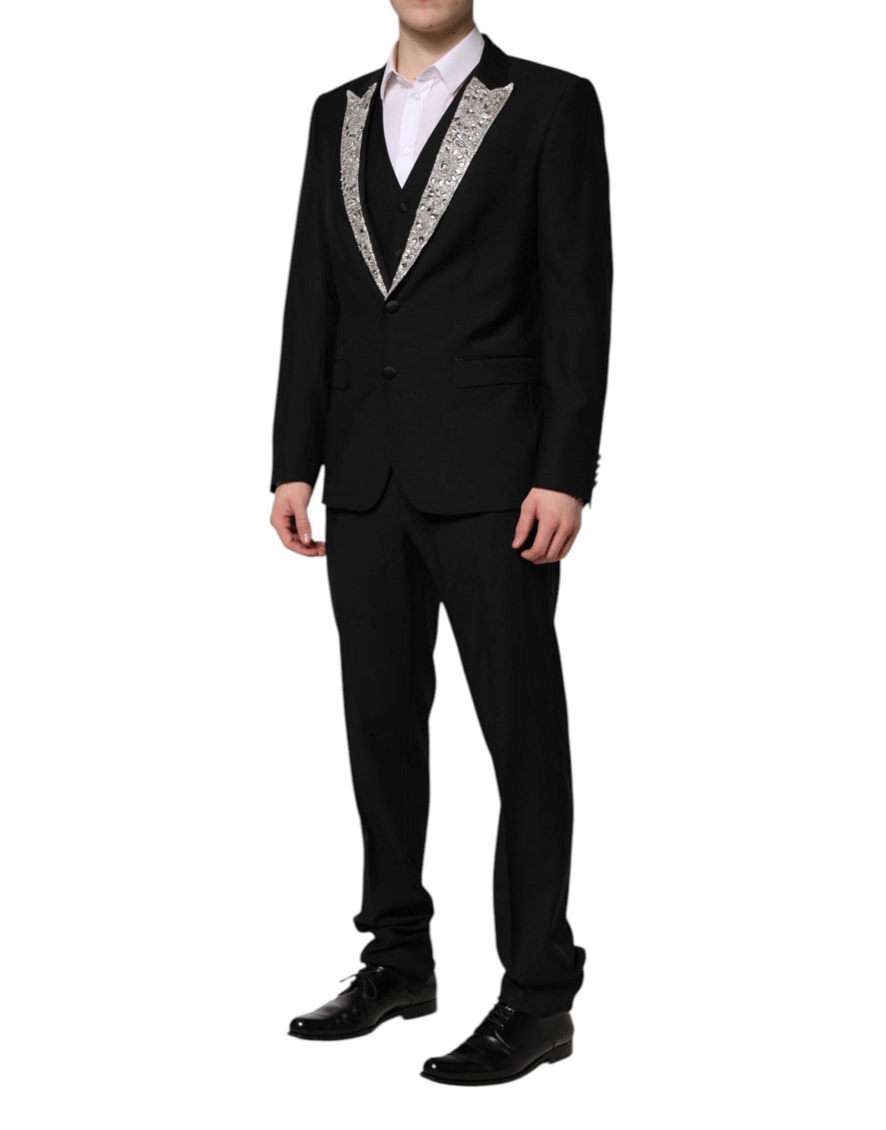 Dolce & Gabbana Black MARTINI Crystal Embellished 3 Pc Suit | Regal Royce