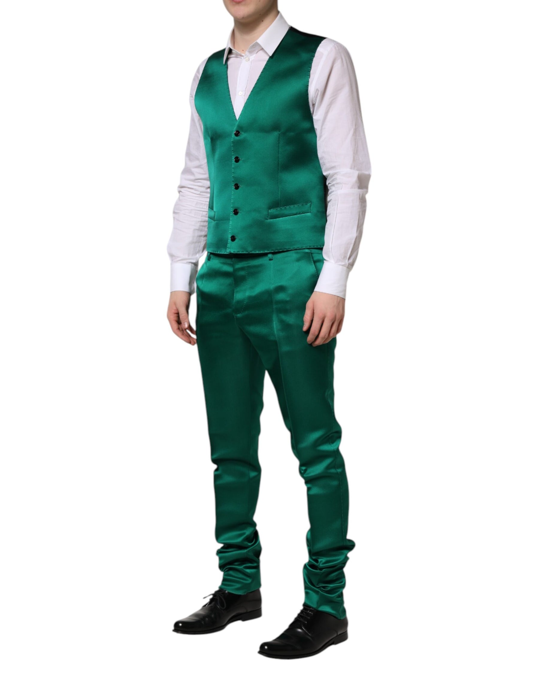Dolce & Gabbana Green Silk 3 Piece Single Breasted Suit | Regal Royce