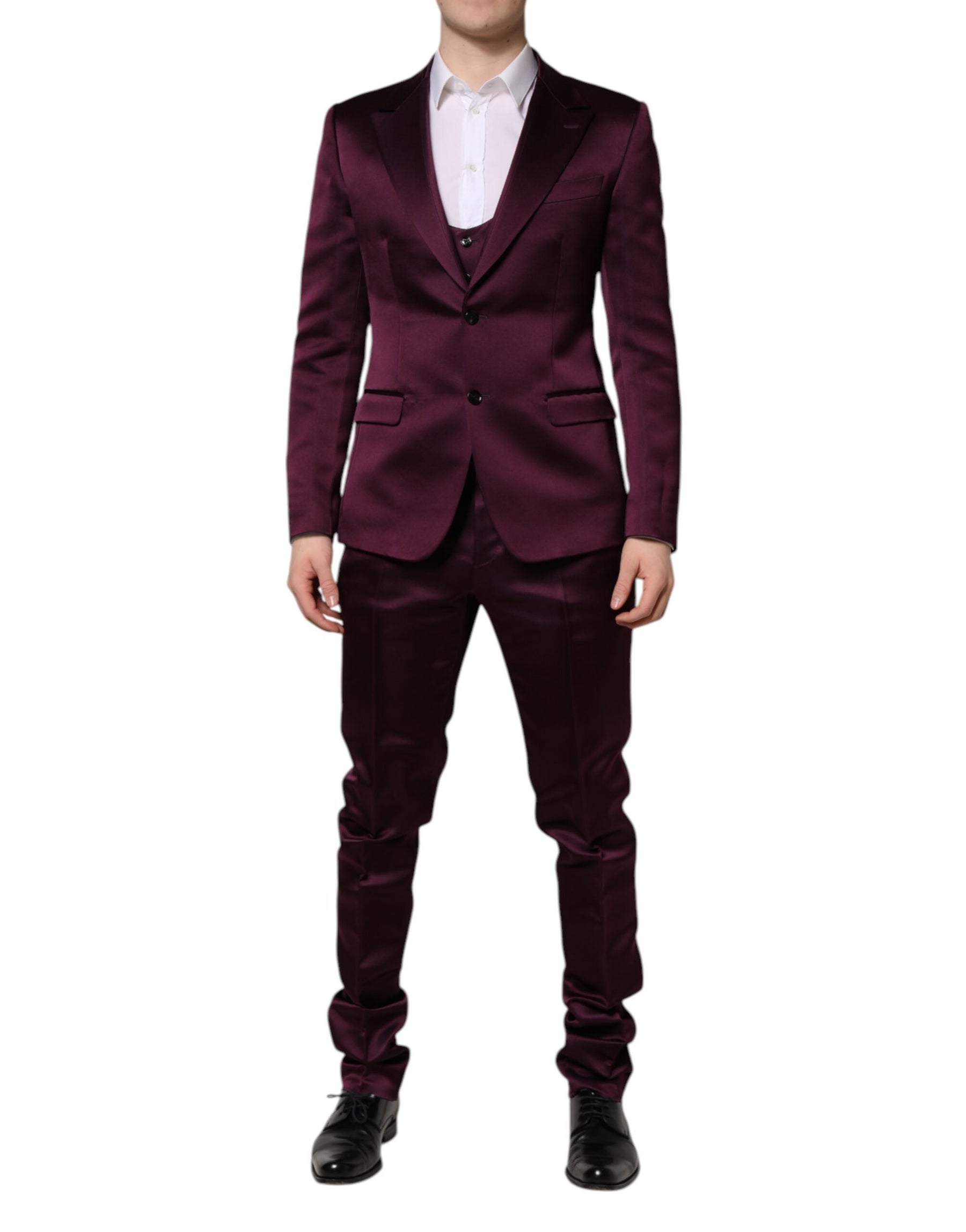 Dolce & Gabbana Dark Purple Silk 3Piece Single Breasted Suit | Regal Royce