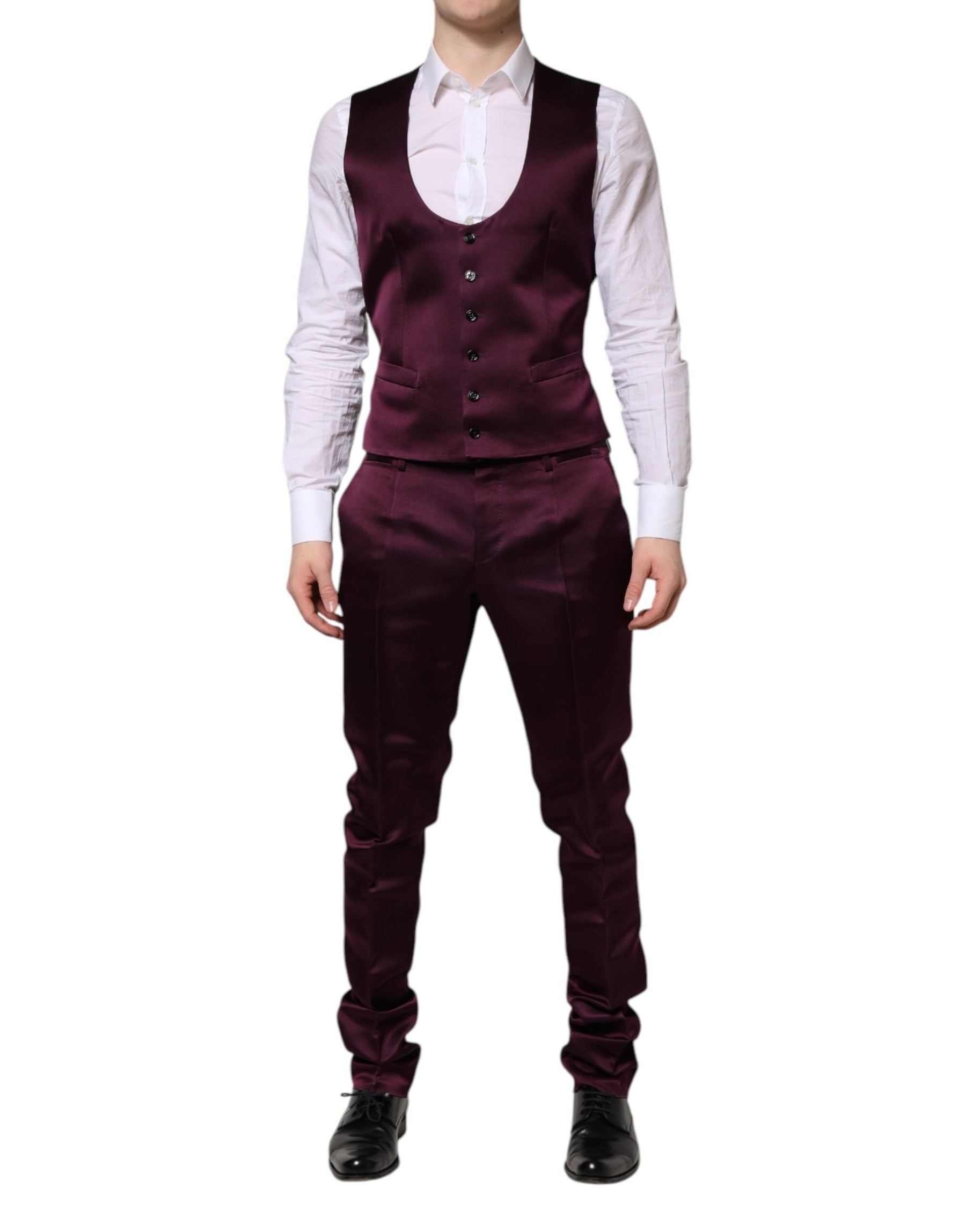 Dolce & Gabbana Dark Purple Silk 3Piece Single Breasted Suit | Regal Royce