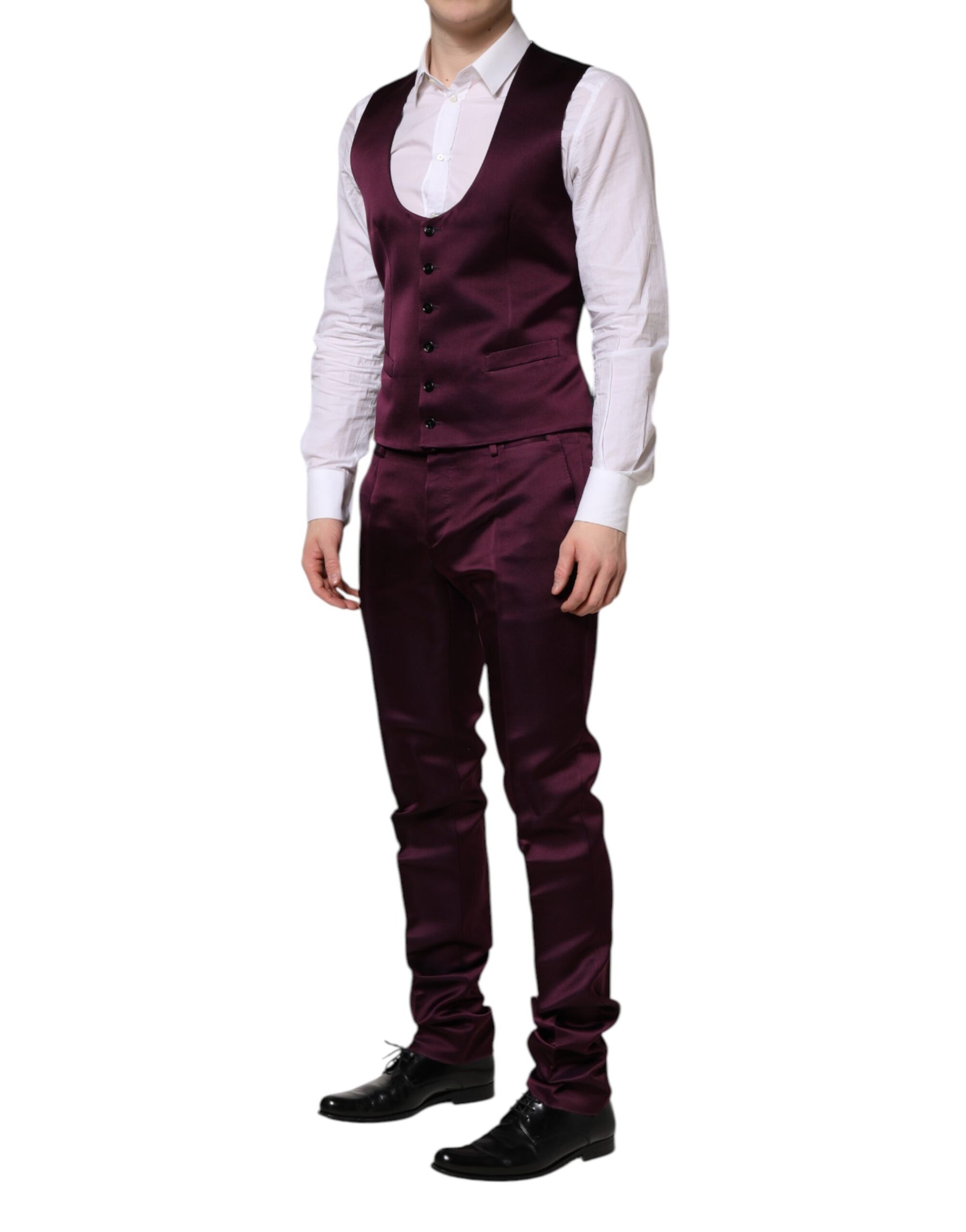Dolce & Gabbana Dark Purple Silk 3Piece Single Breasted Suit | Regal Royce